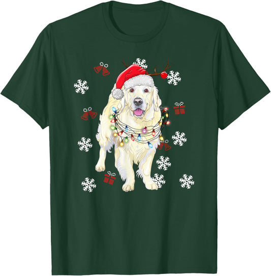 Christmas Dog Sweater Golden retriever Pajama Men Women T-Shirt - T-Shirt | Forest