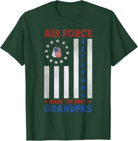 Air Force Veterans Make The Best Grandpas Grandpa USA Flag T-Shirt - T-Shirt | Forest