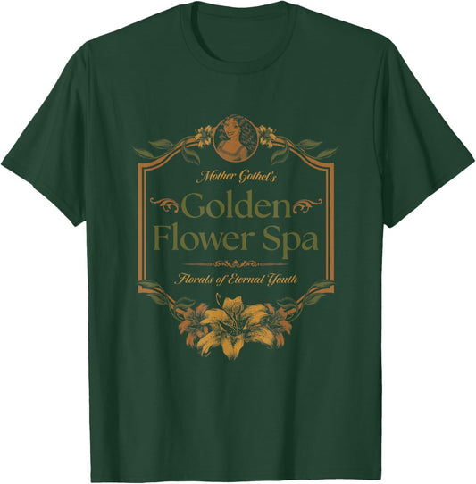 Disney Villains Mother Gothel's Golden Flower Spa Retro Logo T-Shirt - T-Shirt | Forest