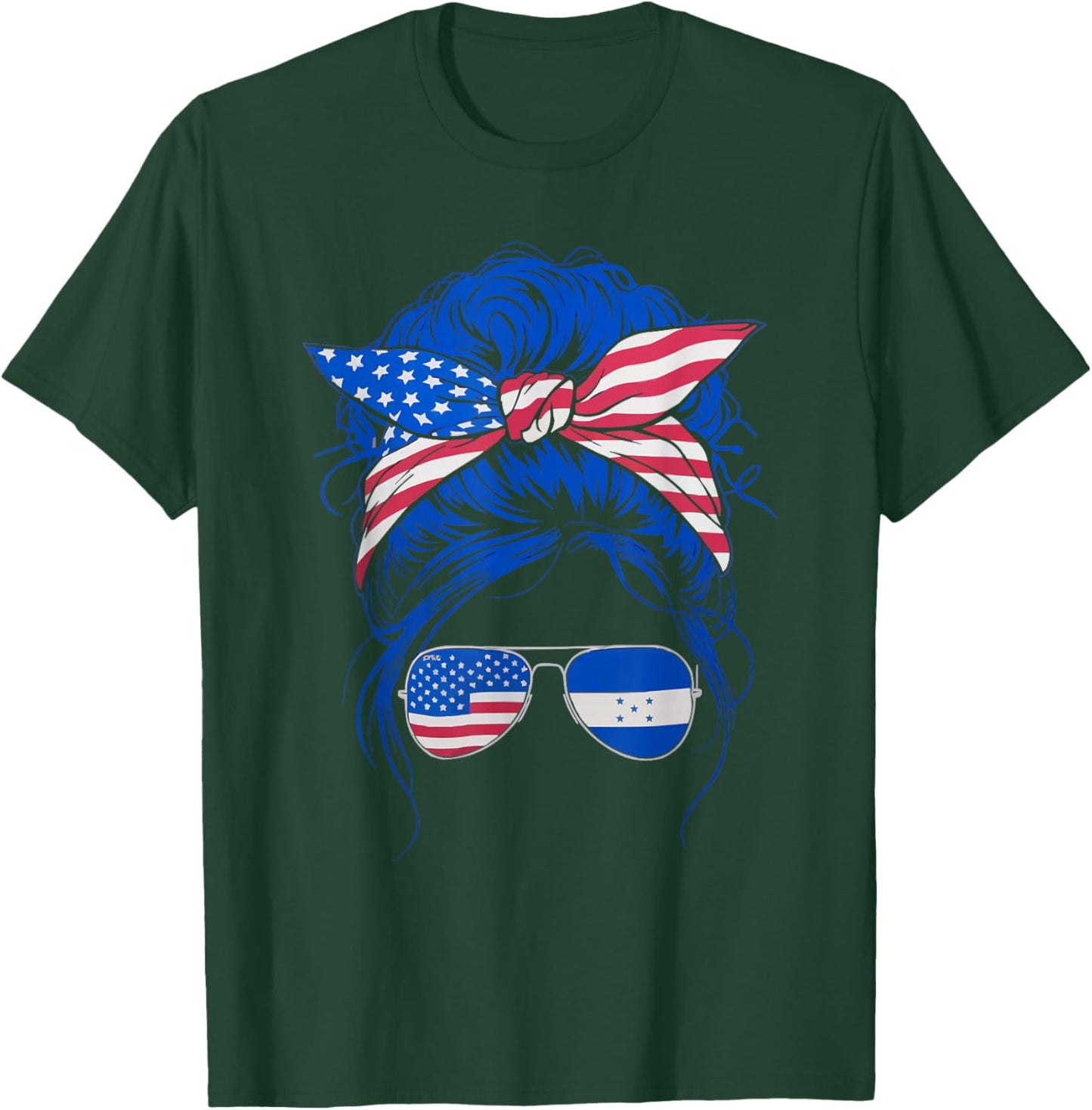 Half American Half Honduran USA Flag Honduras America T-Shirt - T-Shirt | Forest