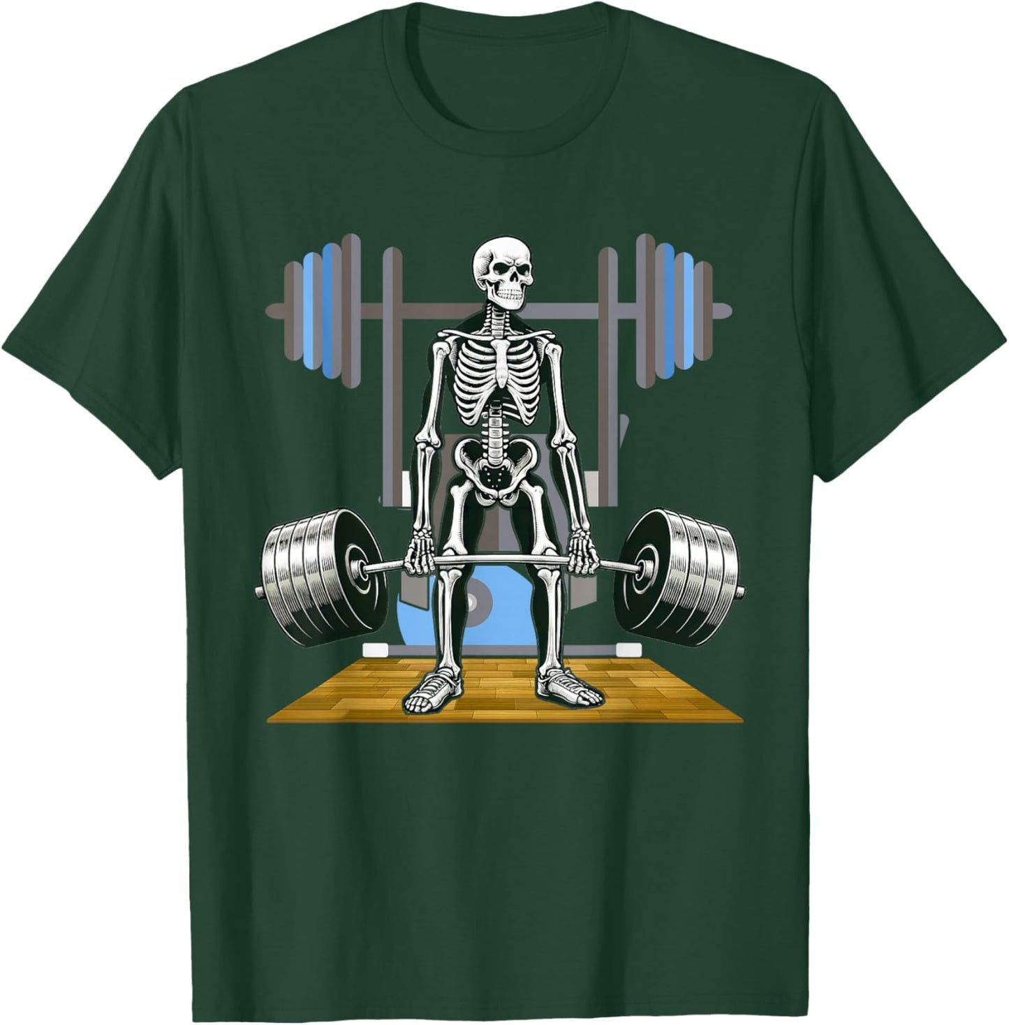 Halloween Skeleton Deadlift Funny Fitness Weightlifting T-Shirt - T-Shirt | Forest