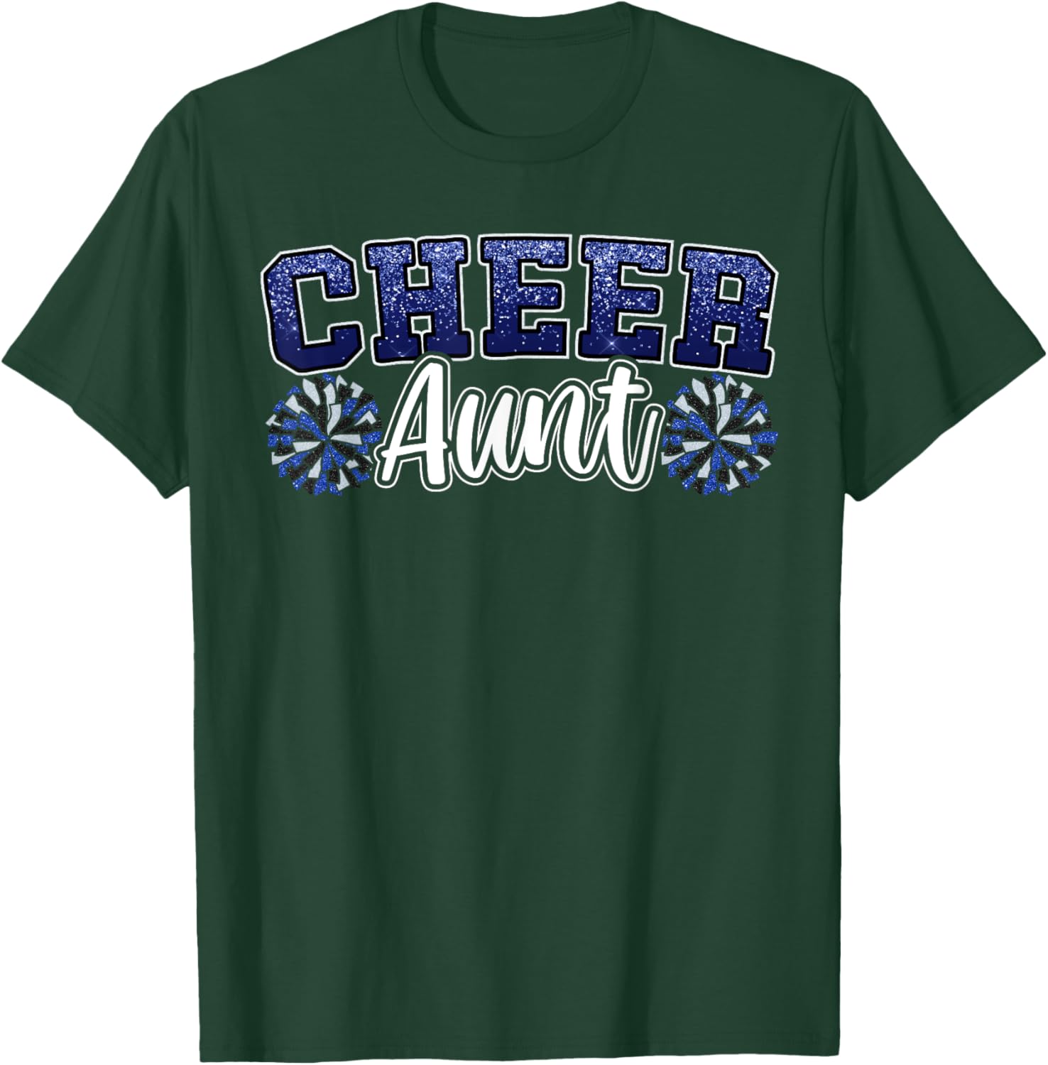 Loud Proud Cheer Aunt Blue Pom Poms Cheerleader Niece Women T-Shirt - T-Shirt | Forest