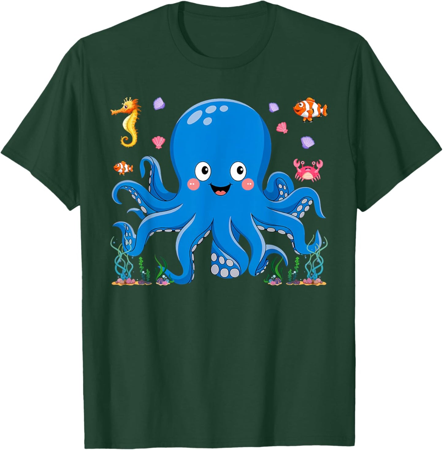 Cute Girls and Boys Octopus T-Shirt - T-Shirt | Forest