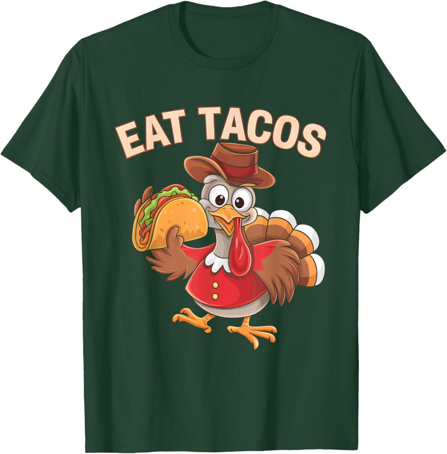 Funny Mexican Thanksgiving Turkey Eat Tacos Sombrero T-Shirt - T-Shirt | Forest