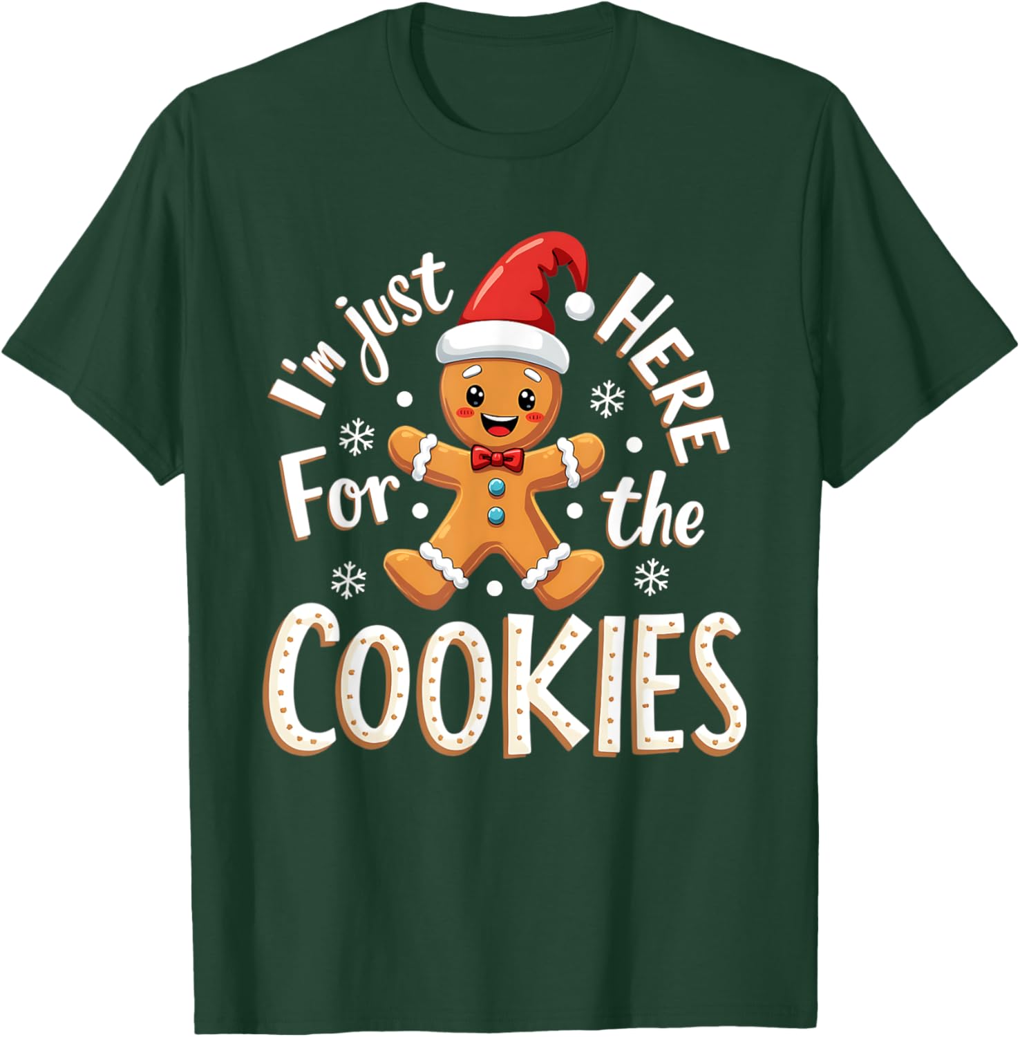 Christmas Baking Team I'm Just Here For The Cookies Funny Christmas Cookies Outfit -Adults Black XS Regular Small Short Sleeve T-Shirt - T-Shirt | Forest