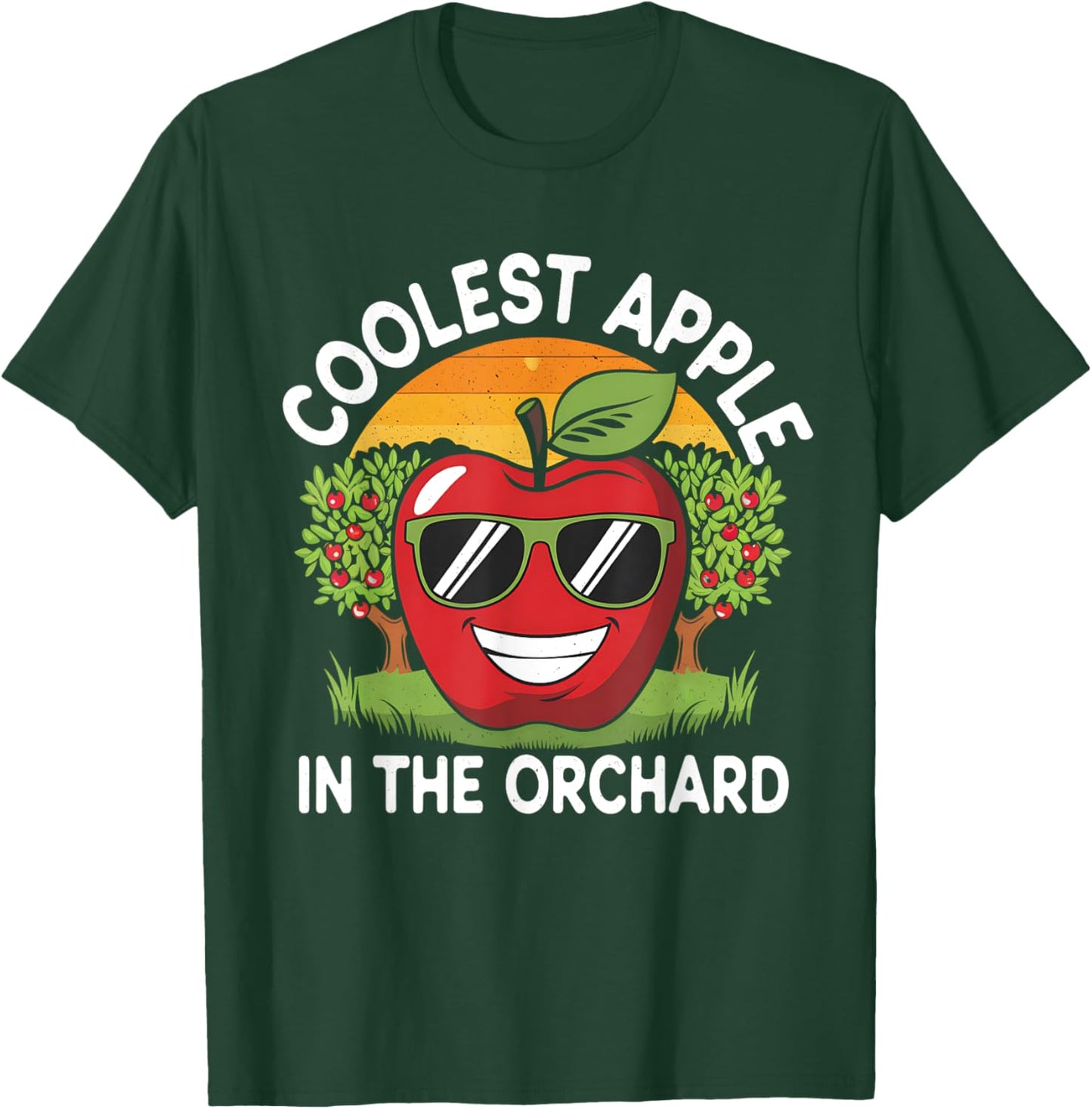 Retro Coolest Apple in the Orchard | Apple Picking Season T-Shirt - T-Shirt | Forest