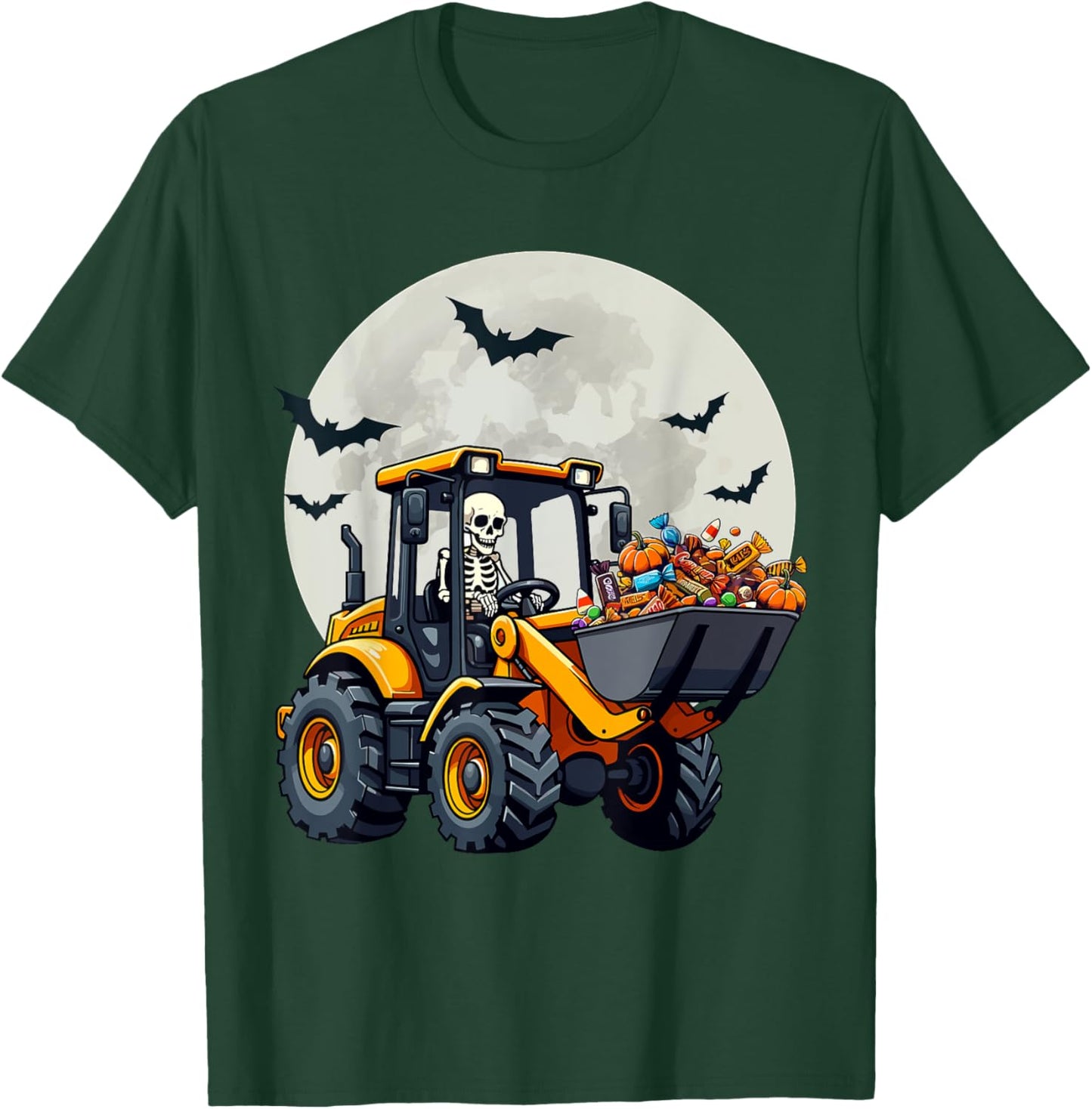 Skeleton Driving Candy Loader Kids Halloween Truck Costume T-Shirt - T-Shirt | Forest
