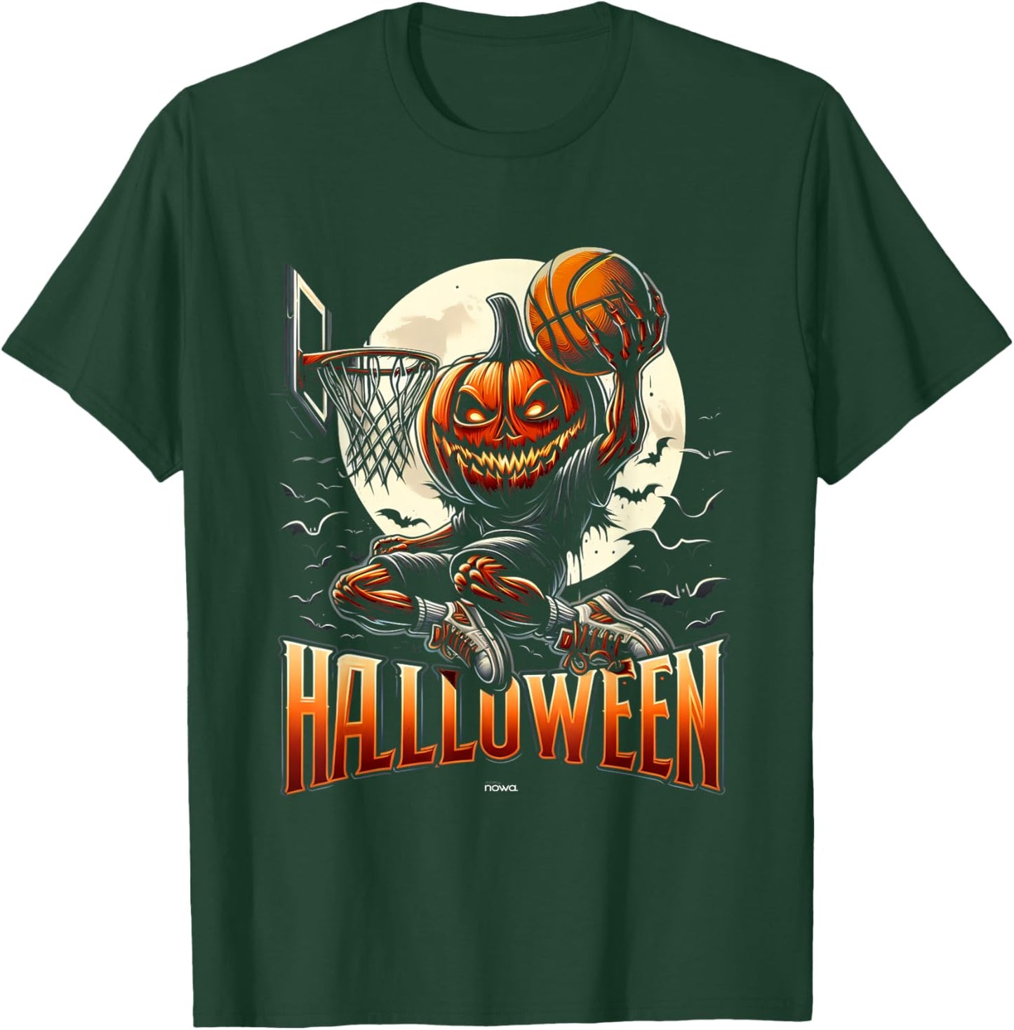 Halloween Basketball Scary Pumpkin Moonlight Slam T-Shirt - T-Shirt | Forest
