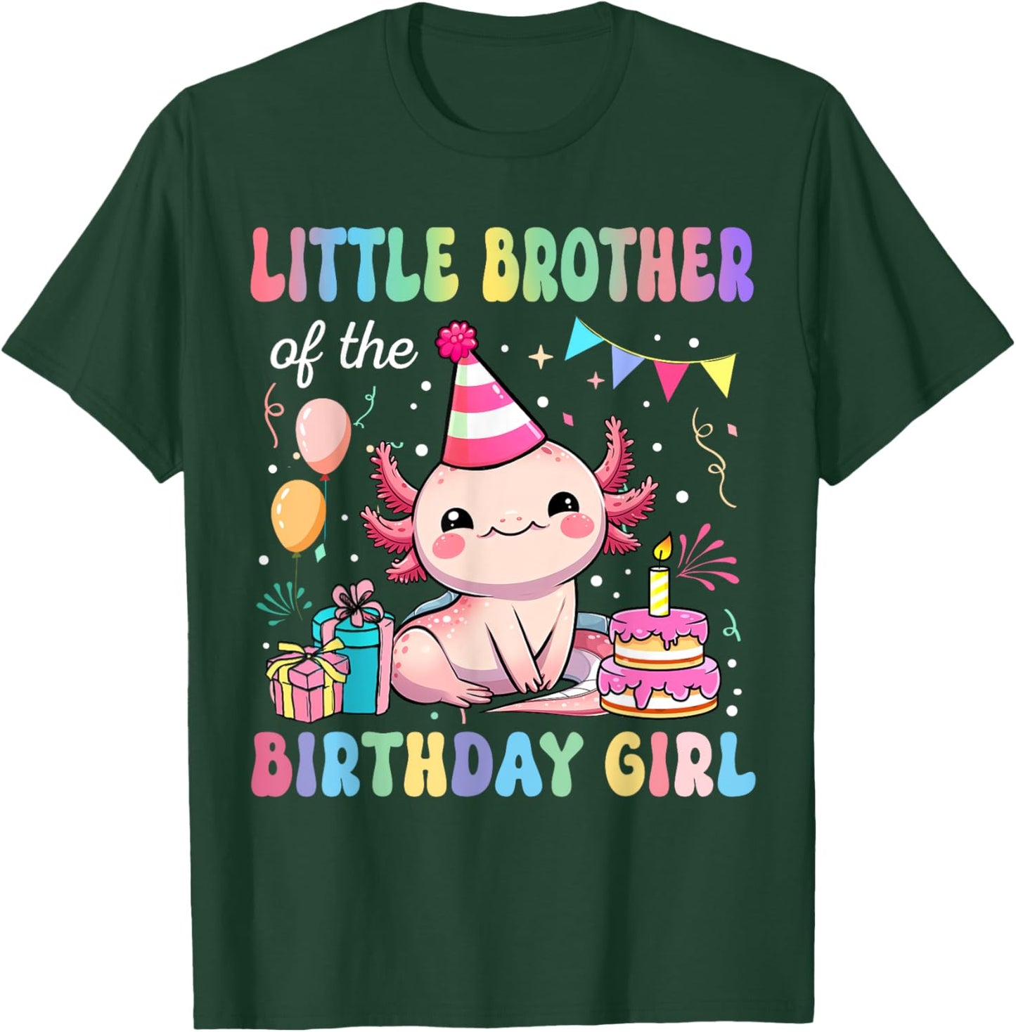 Little Brother Of The Birthday Girl Axolotl Bday Party T-Shirt - T-Shirt | Forest