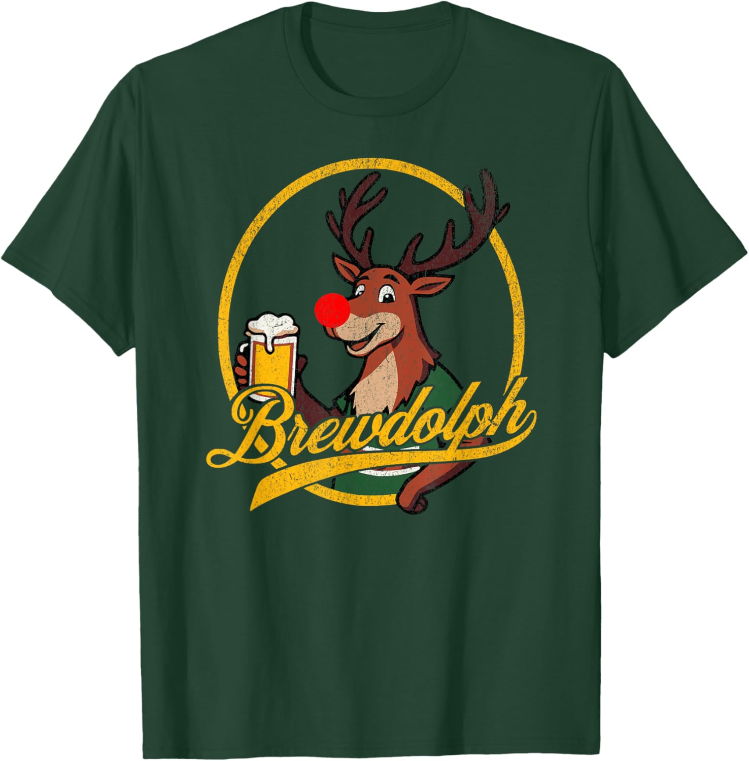 Funny BREWDOLPH Reindeer Christmas Beer Drinker Drinking T-Shirt - T-Shirt | Forest