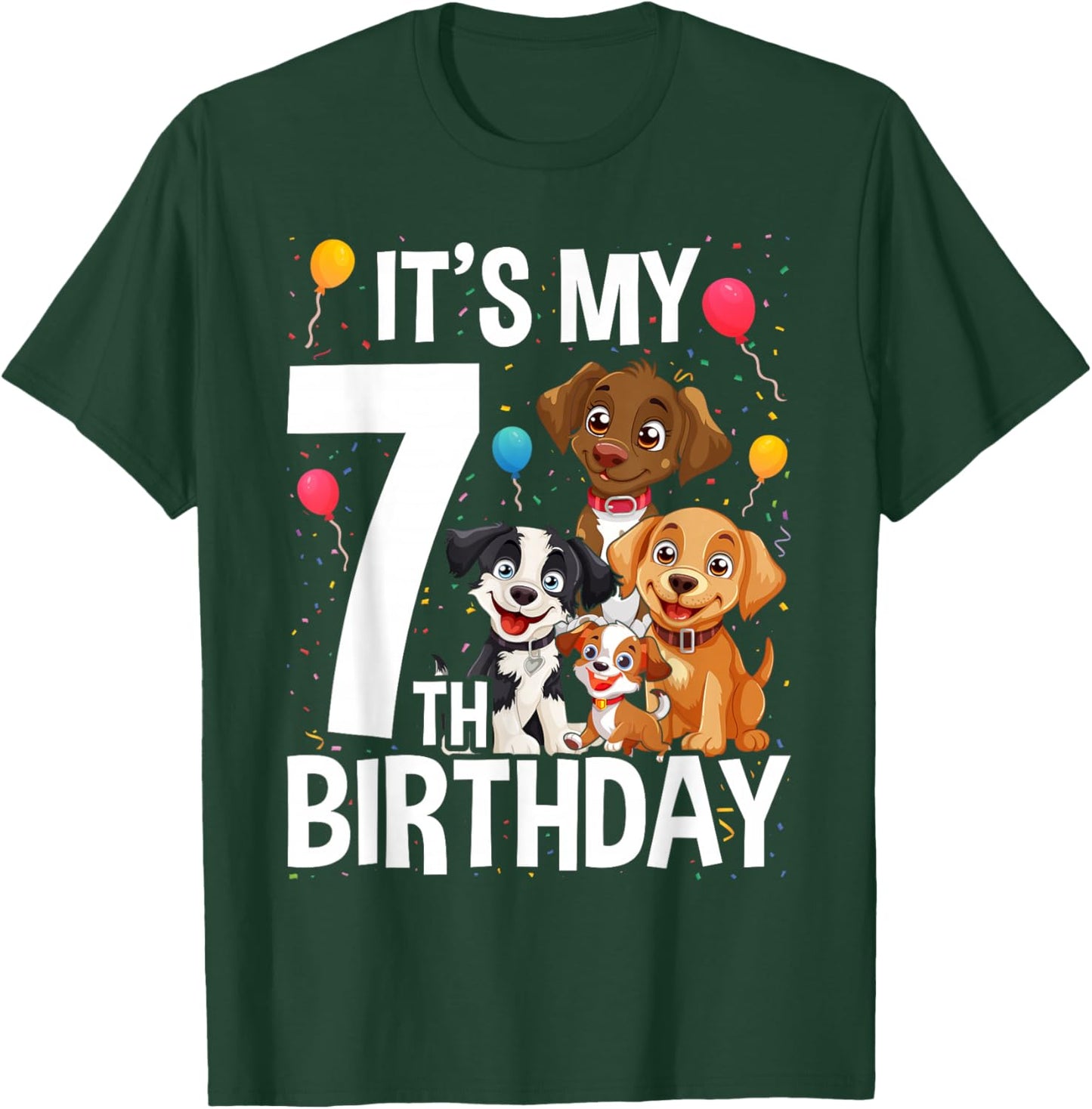 It's My 7th Birthday Dog Lover Theme 7 Years Old Puppy T-Shirt - T-Shirt | Forest