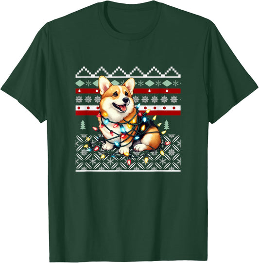 Ugly Christmas Corgi Santa Hat Corgi Mom Corgi Dad Christmas T-Shirt - T-Shirt | Forest