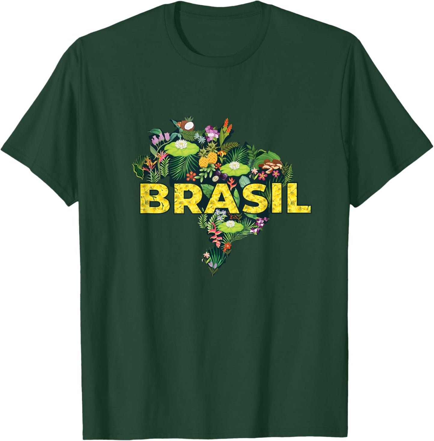 Brazil Botanical Map - Brazilian Carnival Brasil Souvenir T-Shirt - T-Shirt | Forest