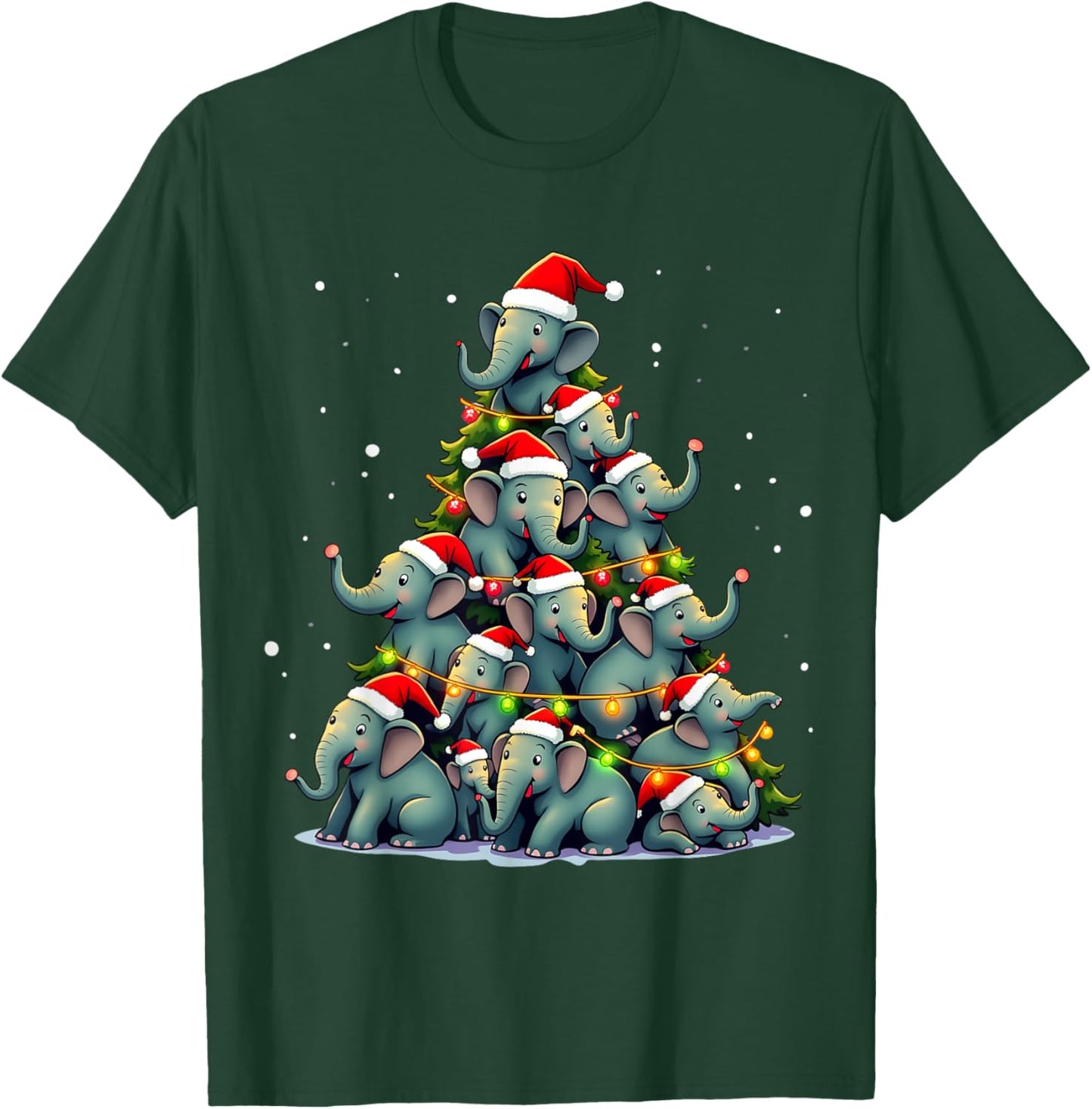 Elephant Christmas Tree Funny Jumbo Holiday Cute Elephant T-Shirt - T-Shirt | Forest