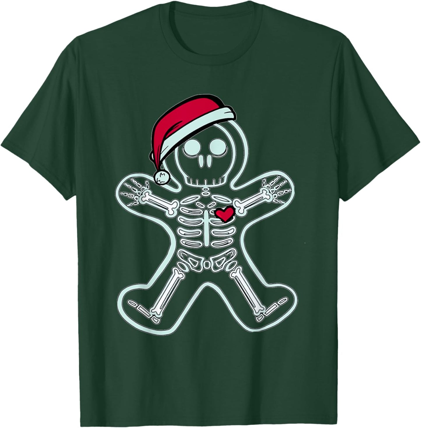 Christmas XRay Gingerbread Man Skeleton Santa Hat Radiology T-Shirt - T-Shirt | Forest