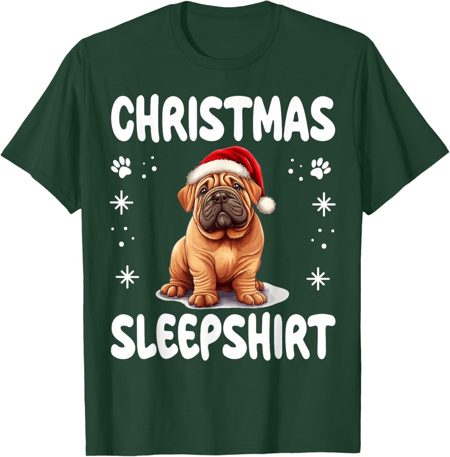 Chinese Shar-Pei Dog Nightgown Pajama Christmas Sleepshirt Women Kids T-Shirt - T-Shirt | Forest