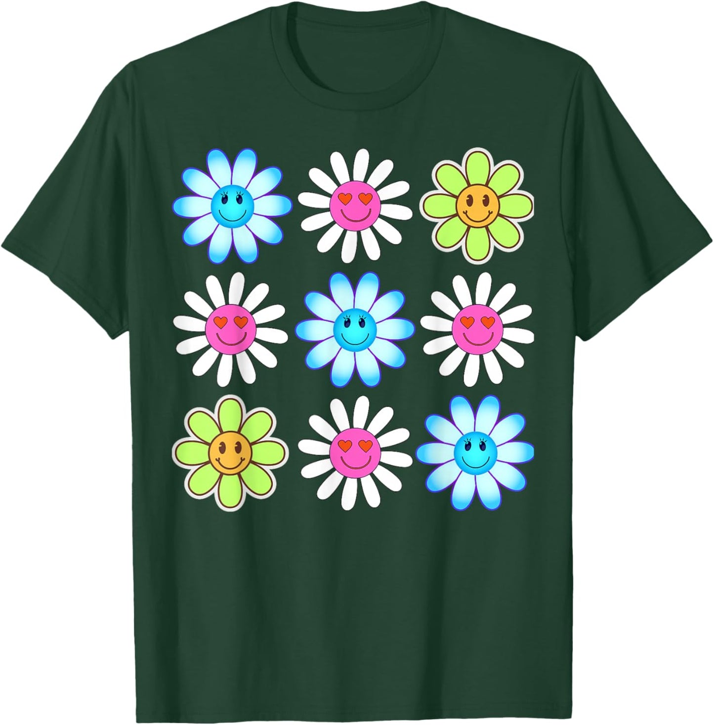 Hippie Retro Flower Power Kawaii Flowers Floral 60s 70s T-Shirt - T-Shirt | Forest