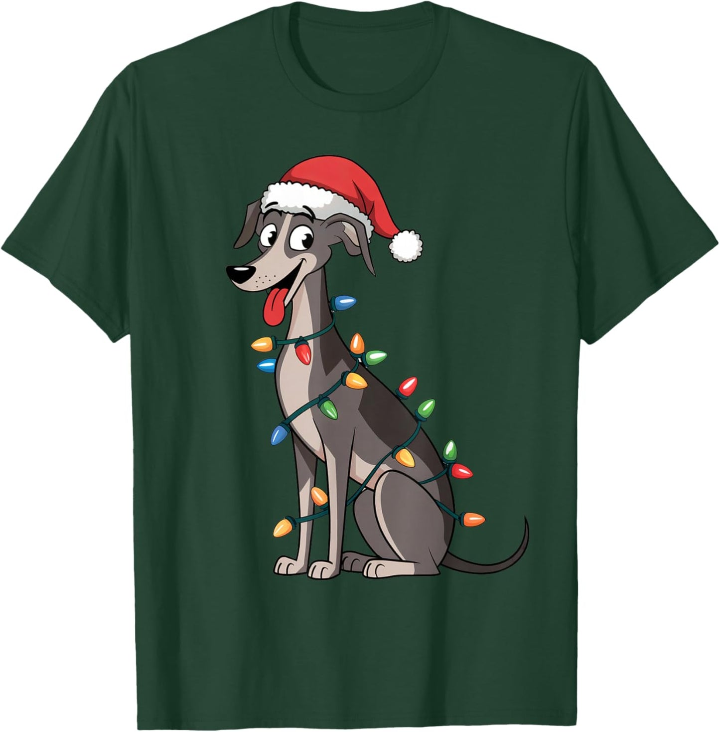 Italian Greyhound Christmas Lights Xmas Dogs Gifts Men Women T-Shirt - T-Shirt | Forest
