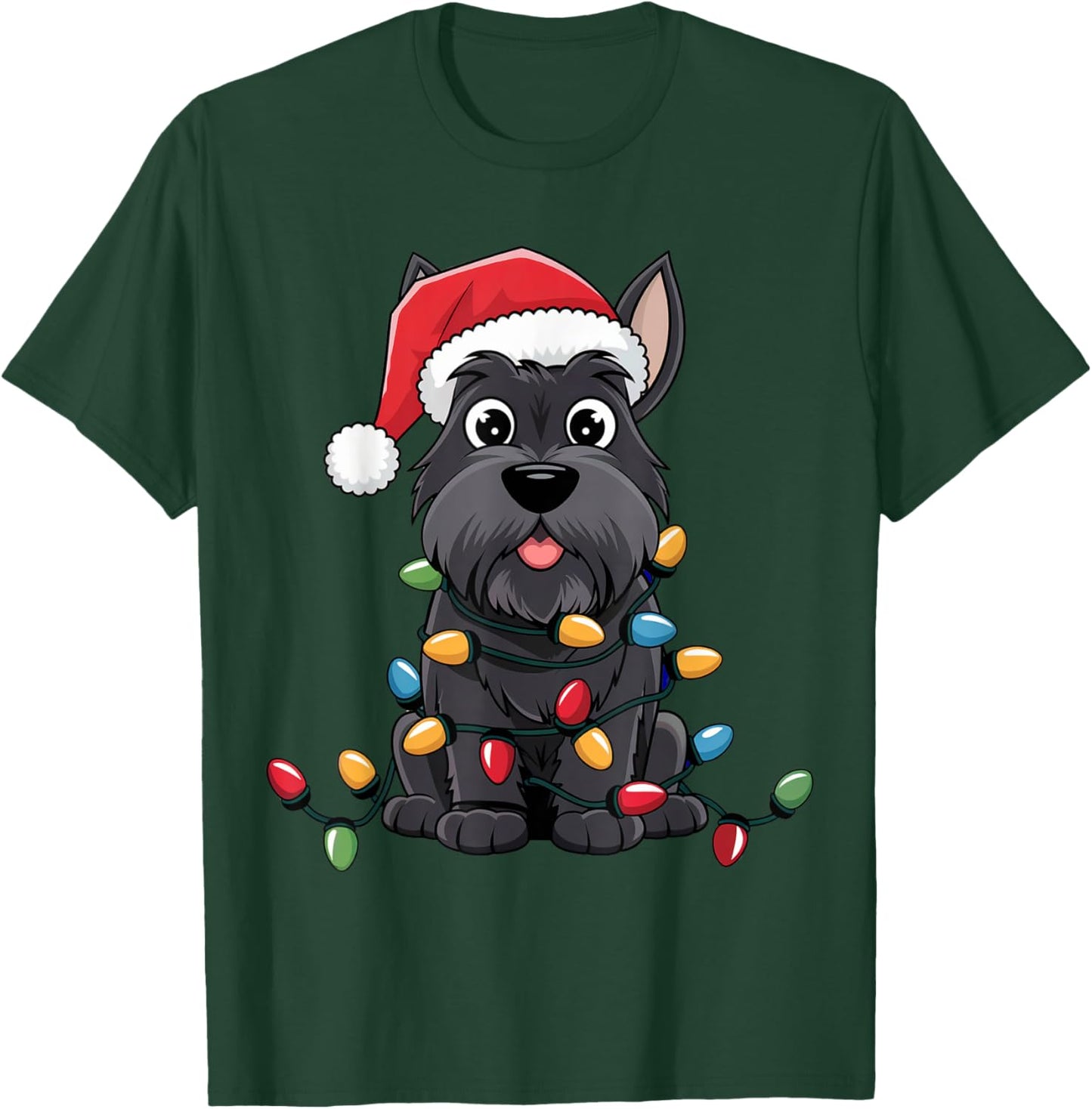 Scottish Terrier Christmas Lights Xmas Dogs Gifts Men Women T-Shirt - T-Shirt | Forest