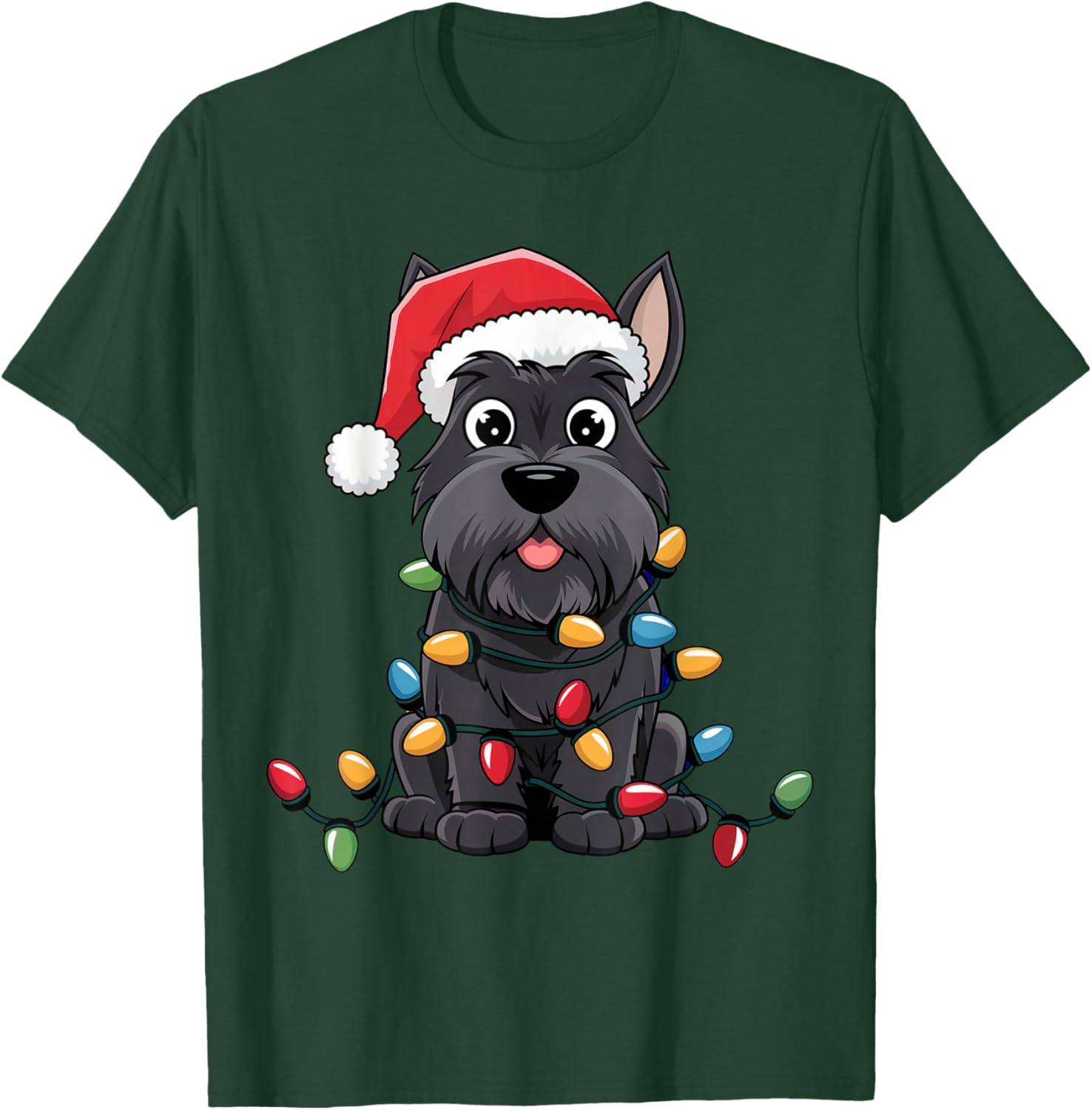 Scottish Terrier Christmas Lights Xmas Dogs Gifts Men Women T-Shirt - T-Shirt | Forest