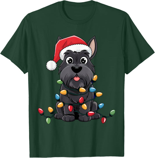 Scottish Terrier Christmas Lights Xmas Dogs Gifts Men Women T-Shirt - T-Shirt | Forest
