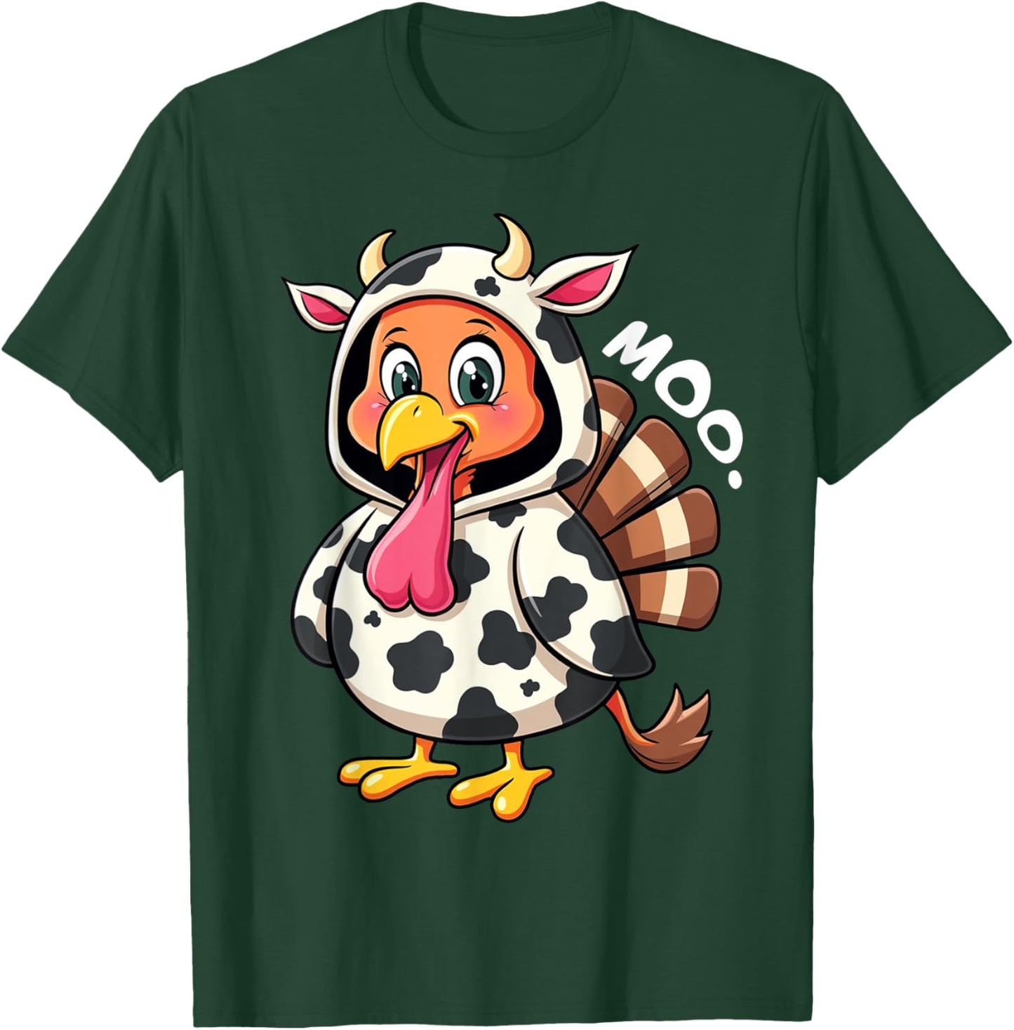 Turkey Moo Cow Costume Funny Turkey Thanksgiving T-Shirt - T-Shirt | Forest