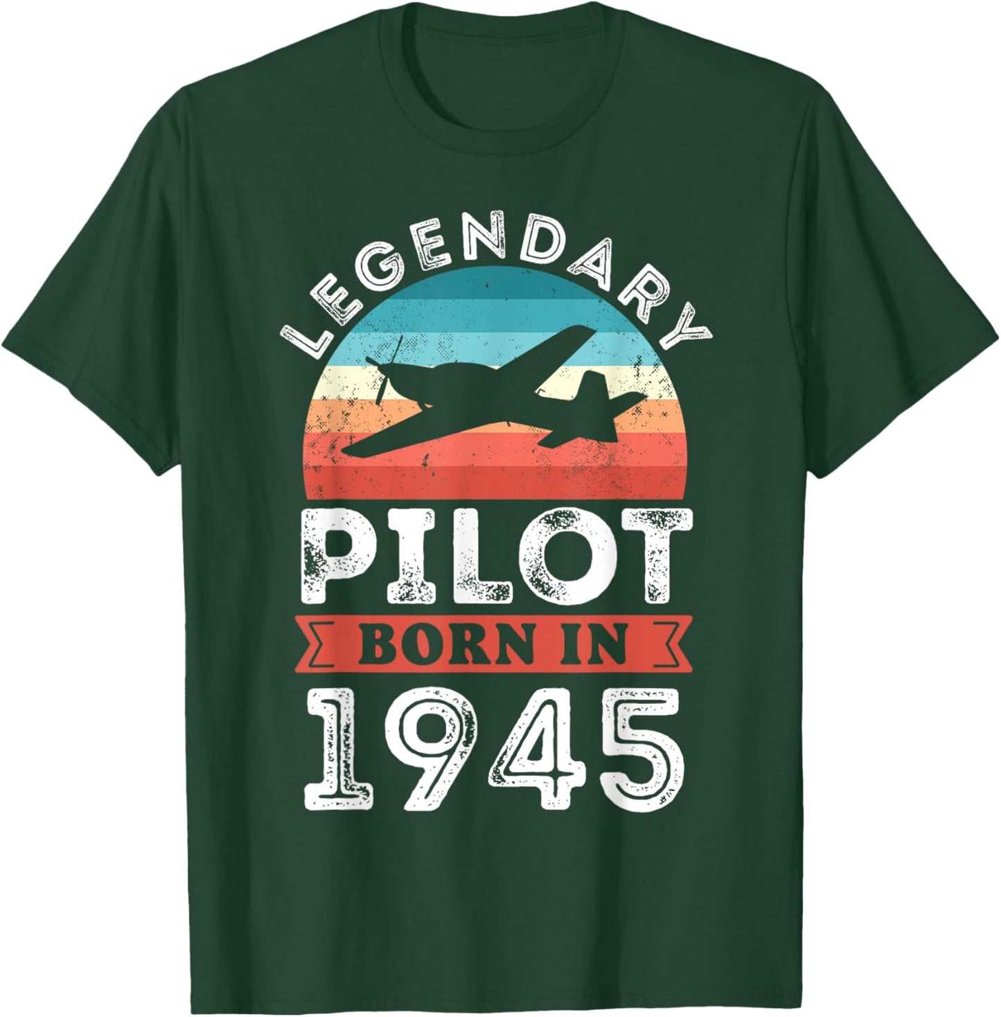 Legendary Pilot born 1945 80th Birthday Gifts Flying T-Shirt - T-Shirt | Forest