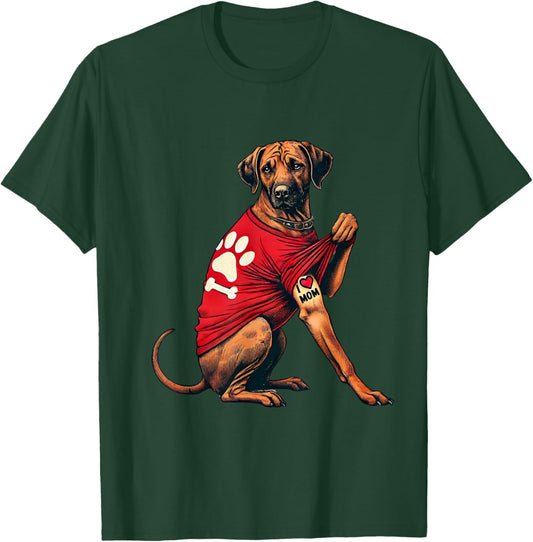Funny I Love Mom Tattoo Rhodesian Ridgeback Mom T-Shirt - T-Shirt | Forest