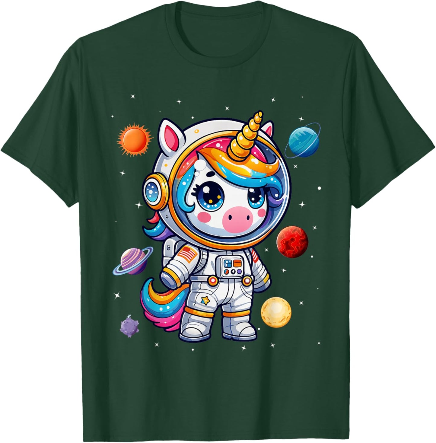 Unicorn Astronaut Cute Space Suit Galaxy Planet Girls T-Shirt - T-Shirt | Forest