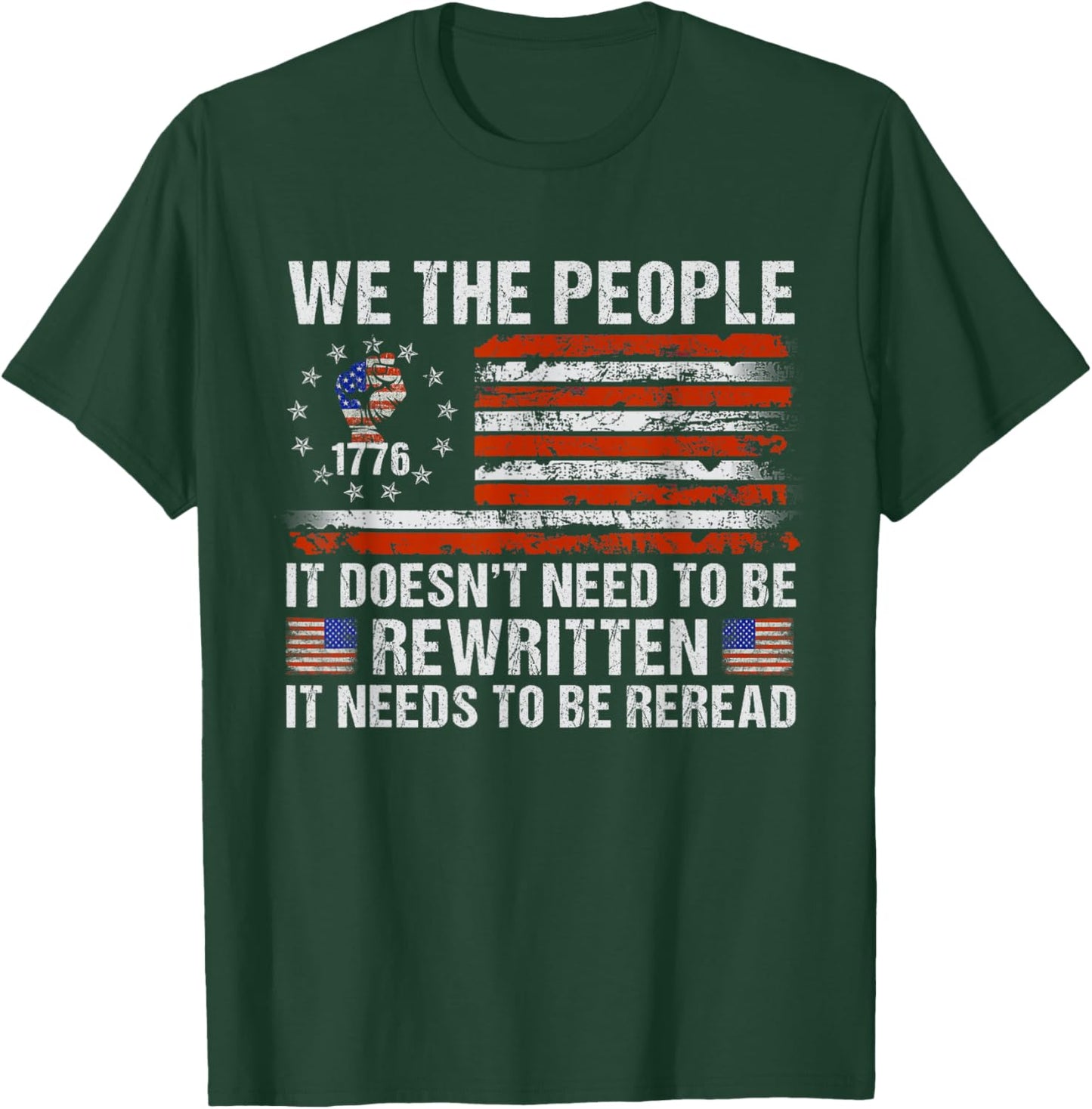 We The People American Flag Patriotic 1776 USA Retro Gifts T-Shirt - T-Shirt | Forest