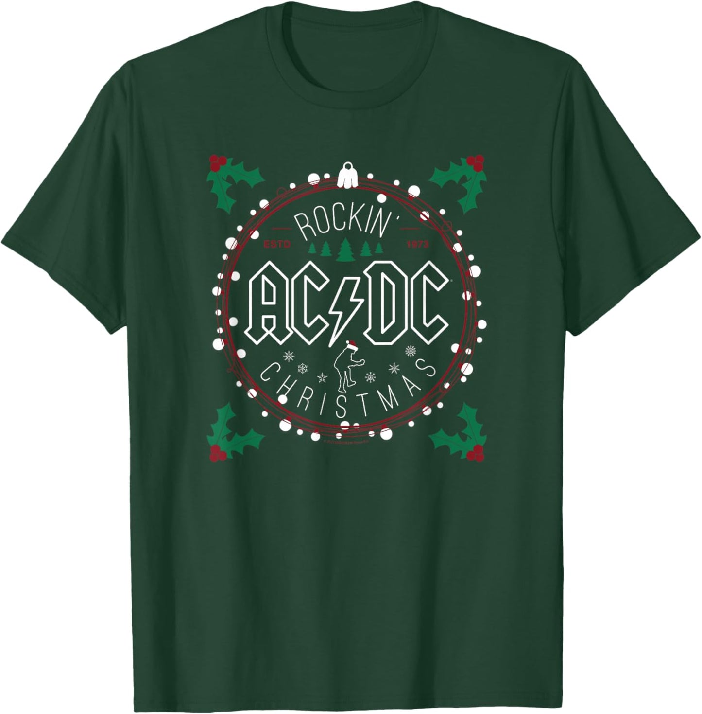 Official AC/DC Rockin Christmas Rock n Roll Music Band Logo T-Shirt - T-Shirt | Forest