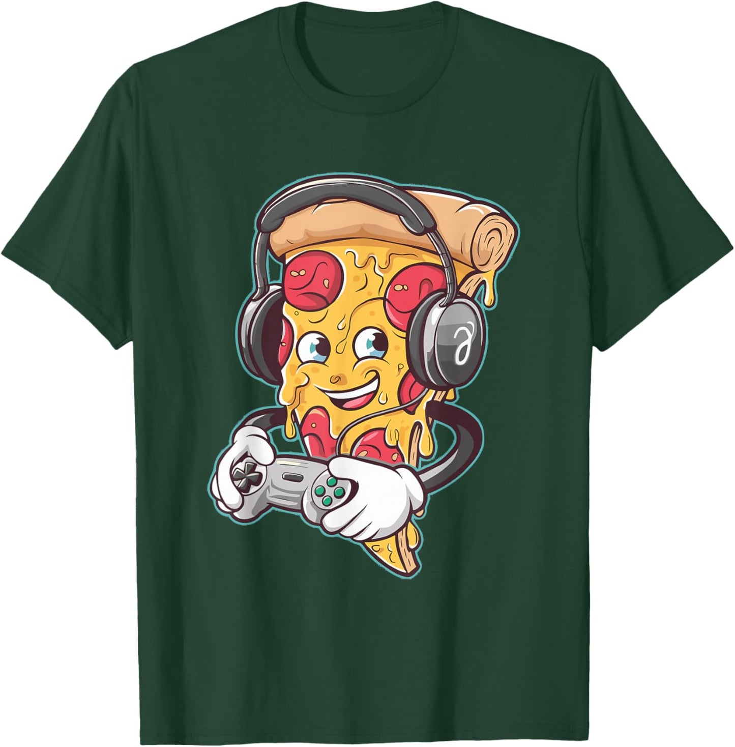 Funny Gamer Pizza Video Gaming For Boys Men Gamers T-Shirt - T-Shirt | Forest