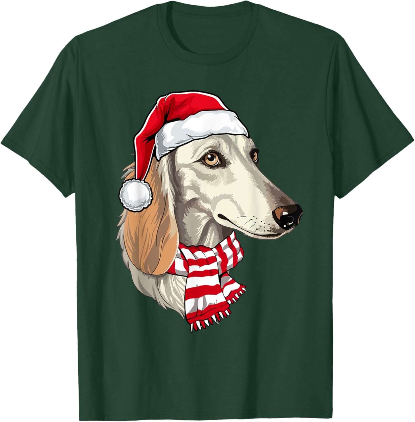 Santa Saluki Christmas Dog Lover Men Women Kids T-Shirt - T-Shirt | Forest