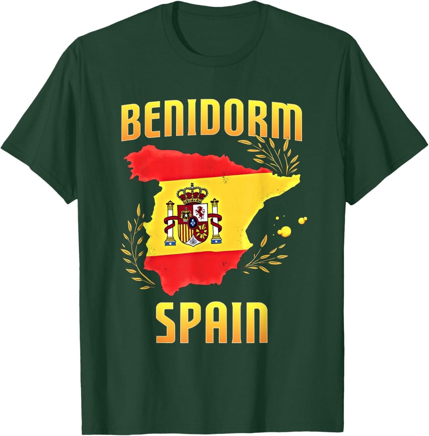 Benidorm Spain Souvenir Travel Vacation Spanish Flag Map T-Shirt - T-Shirt | Forest