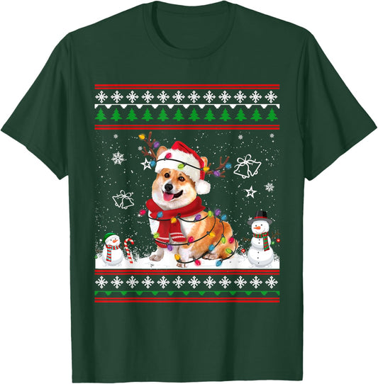 Corgi Christmas Ugly Sweater Funny Dog Lover Xmas T-Shirt - T-Shirt | Forest