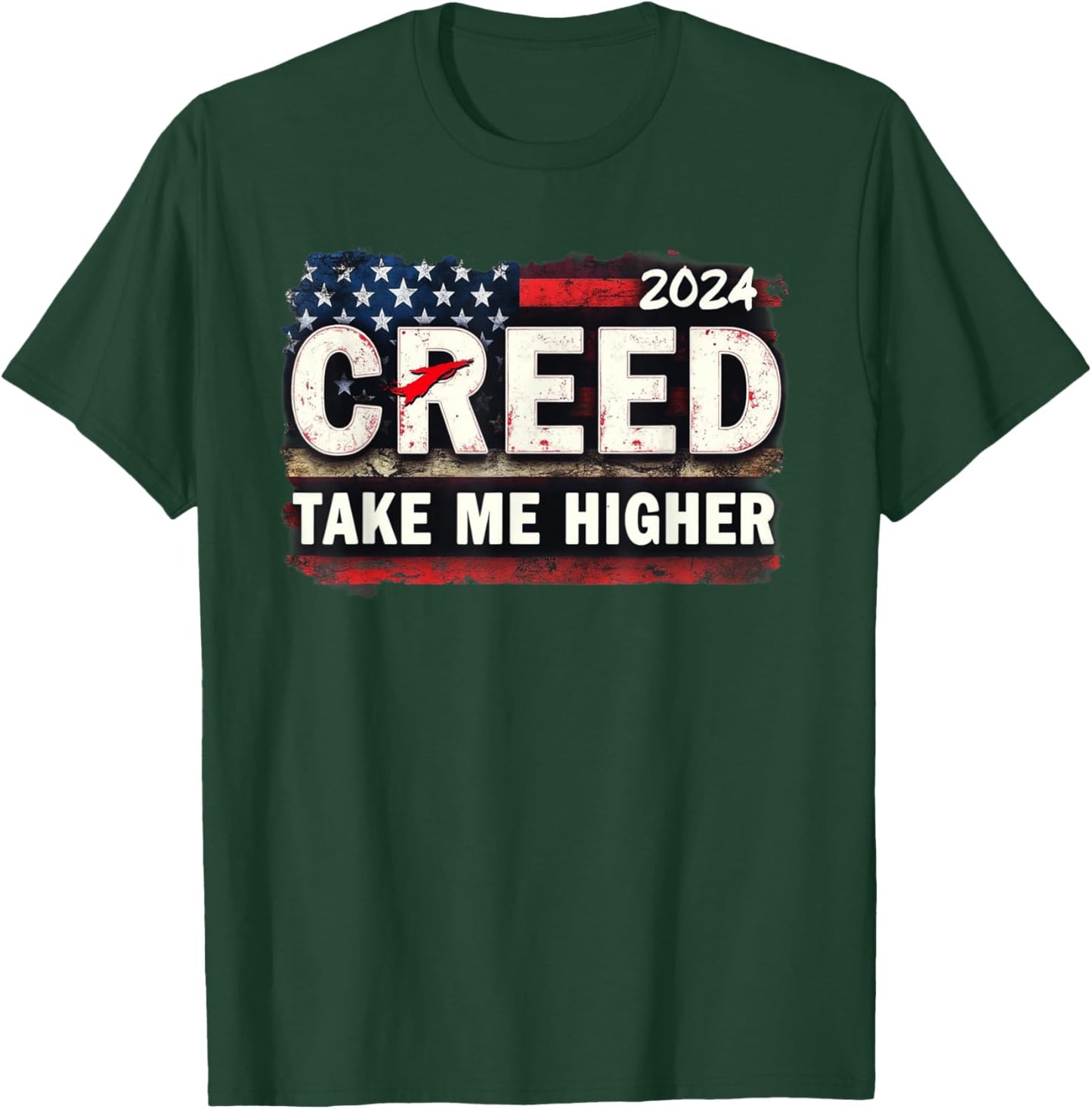 Creed '24 Take Me Higher Vintage Vintage USA FLAG Patriotic T-Shirt - T-Shirt | Forest