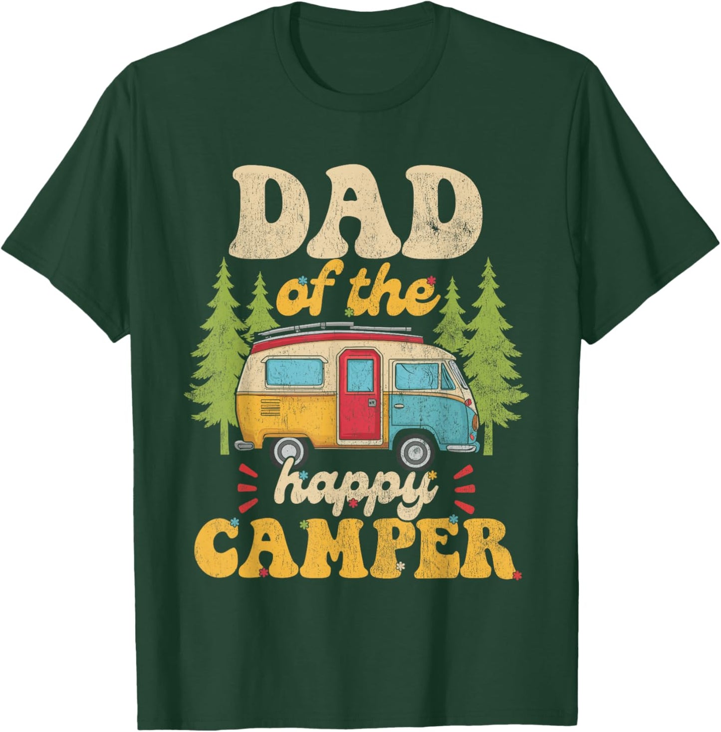 Dad of Happy Camper 1st Birthday Party Retro Dad T-Shirt - T-Shirt | Forest