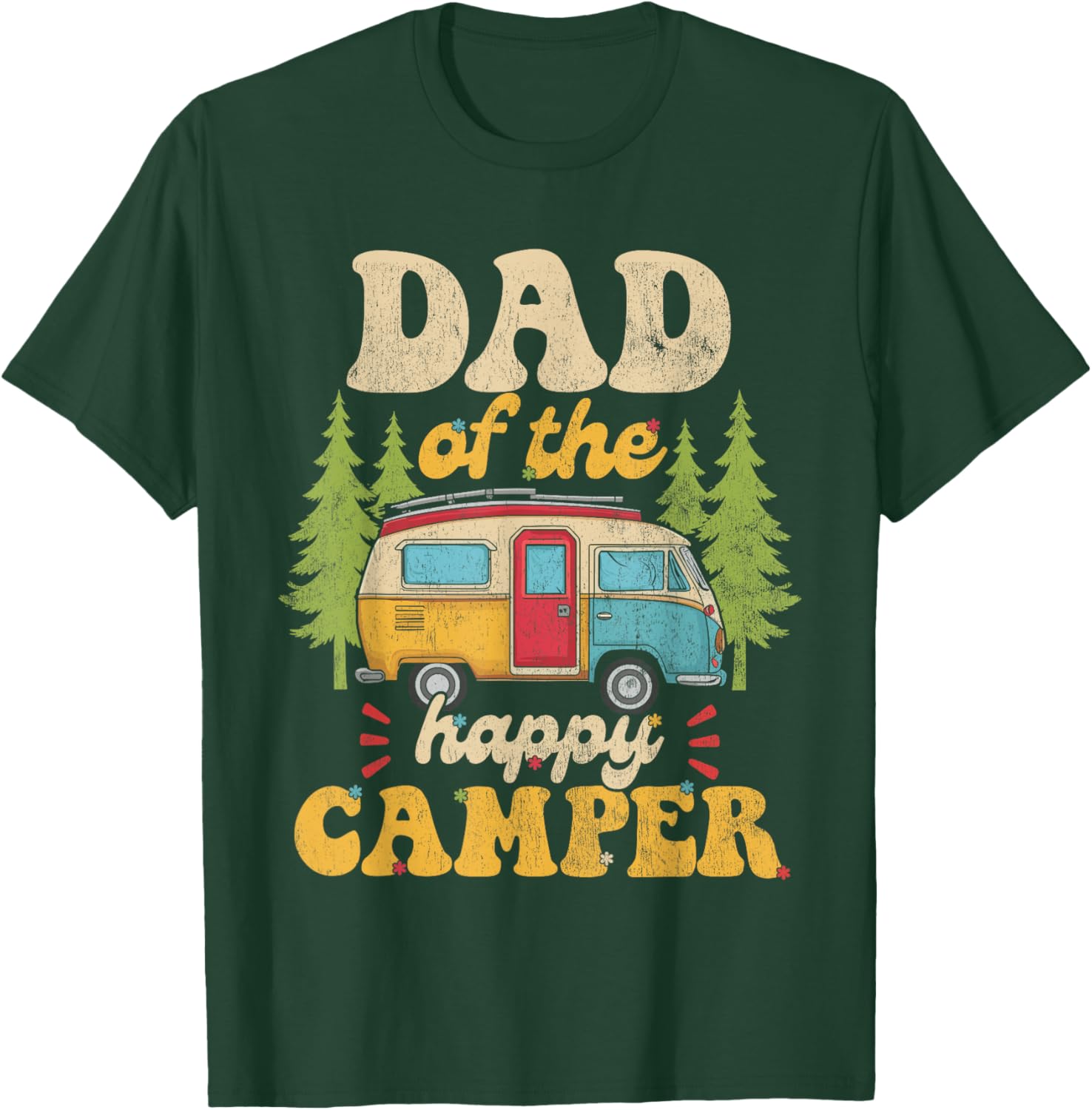Dad of Happy Camper 1st Birthday Party Retro Dad T-Shirt - T-Shirt | Forest