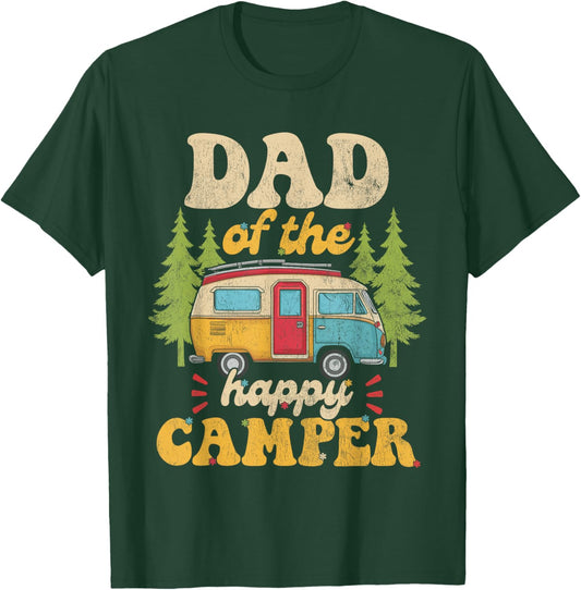 Dad of Happy Camper 1st Birthday Party Retro Dad T-Shirt - T-Shirt | Forest