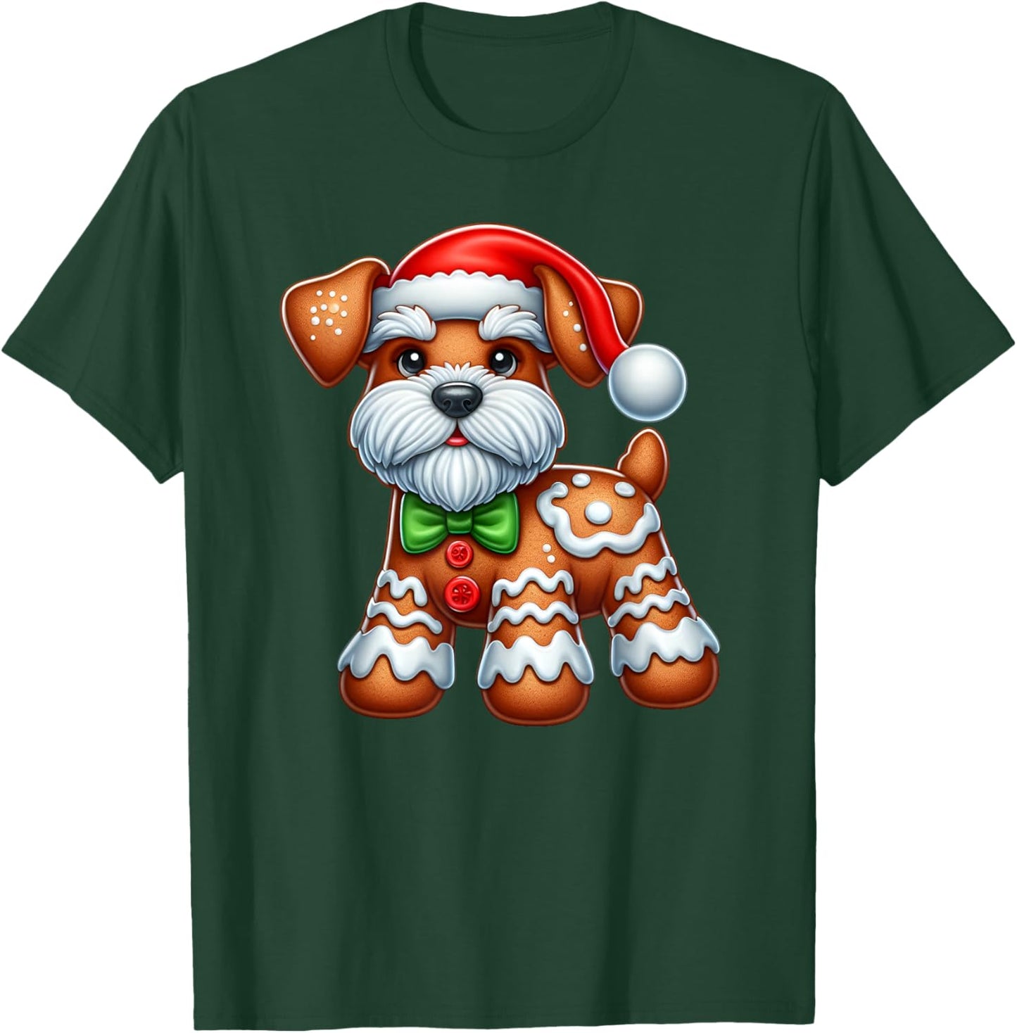 Gingerbread Man Miniature Schnauzer Christmas T-Shirt - T-Shirt | Forest