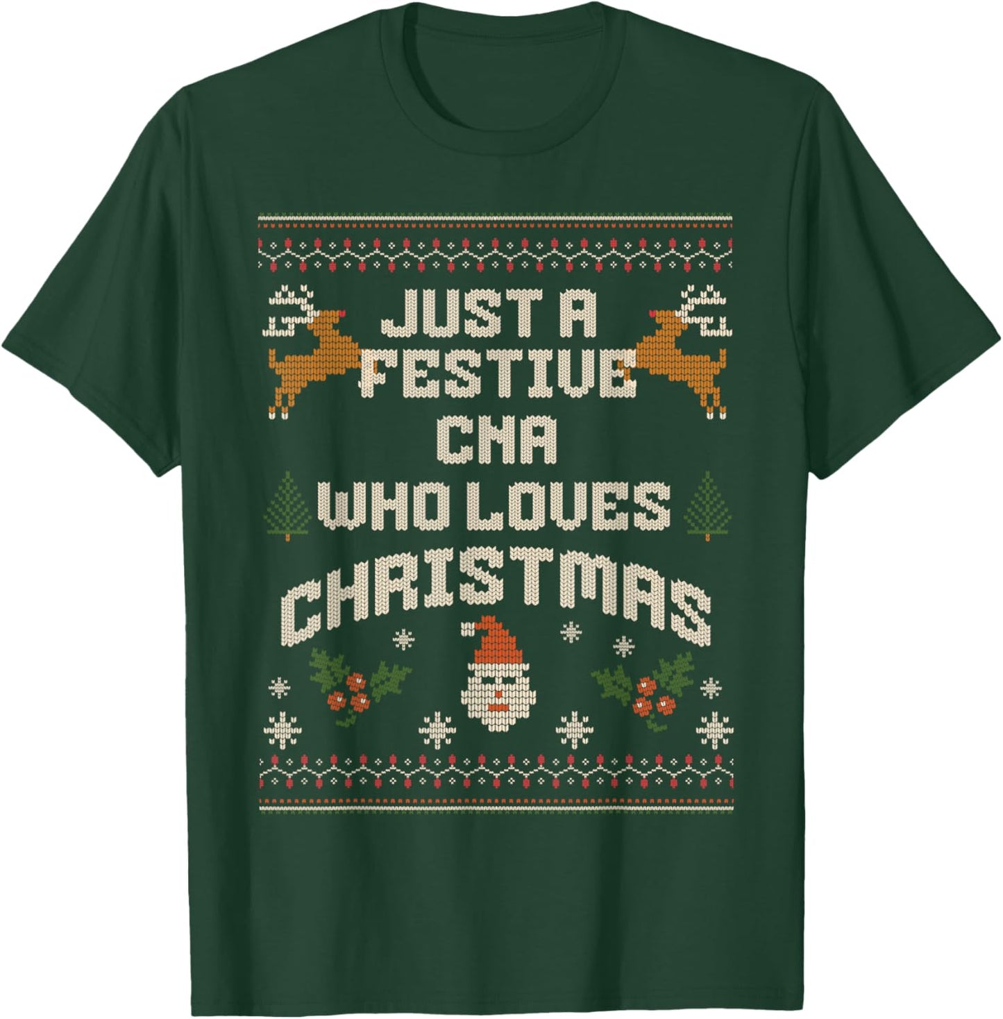 Just a CNA Who Loves Christmas Ugly Holiday Nurse Quote T-Shirt - T-Shirt | Forest