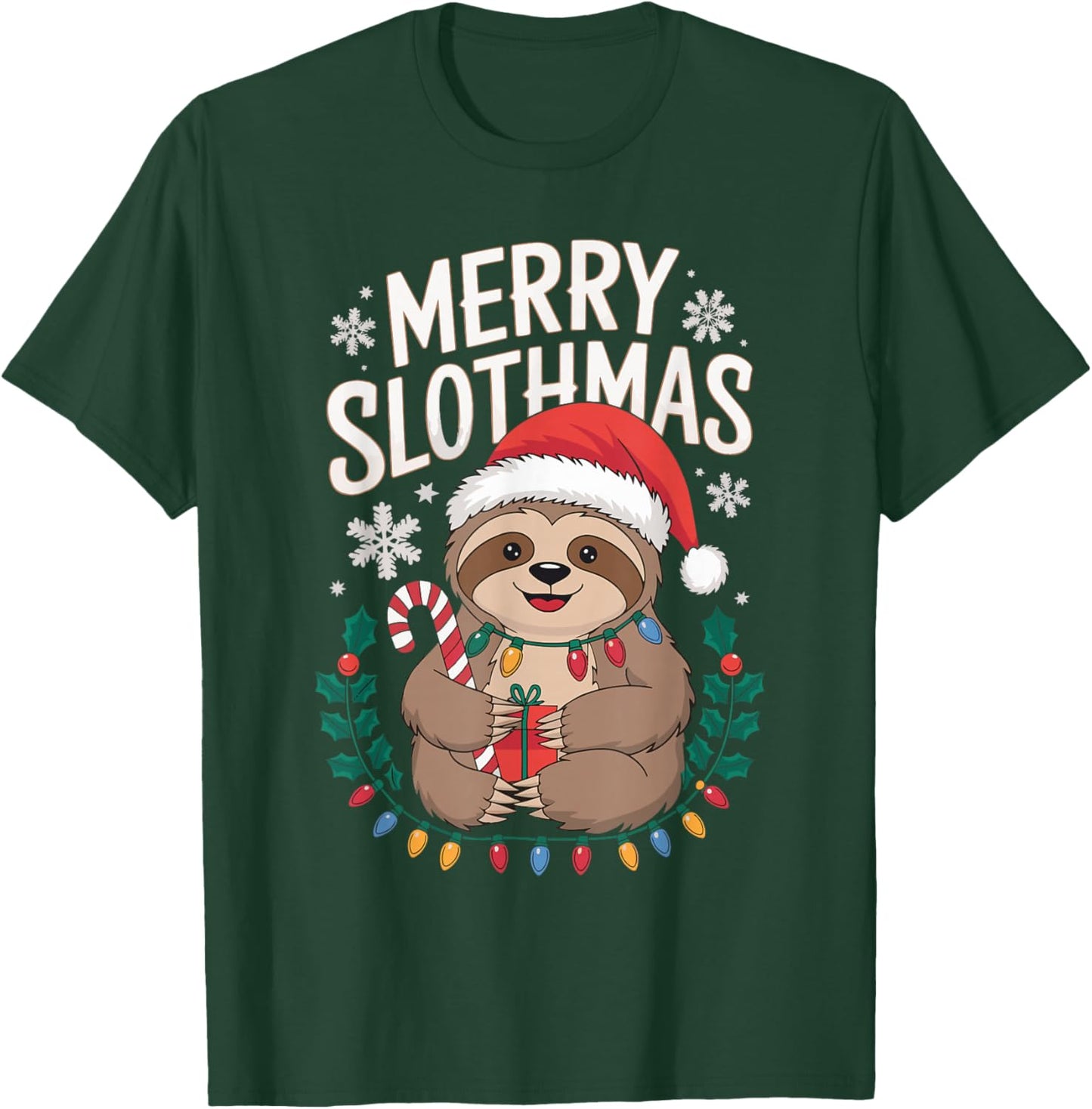Merry Slothmas Christmas Sloth T-Shirt - T-Shirt | Forest