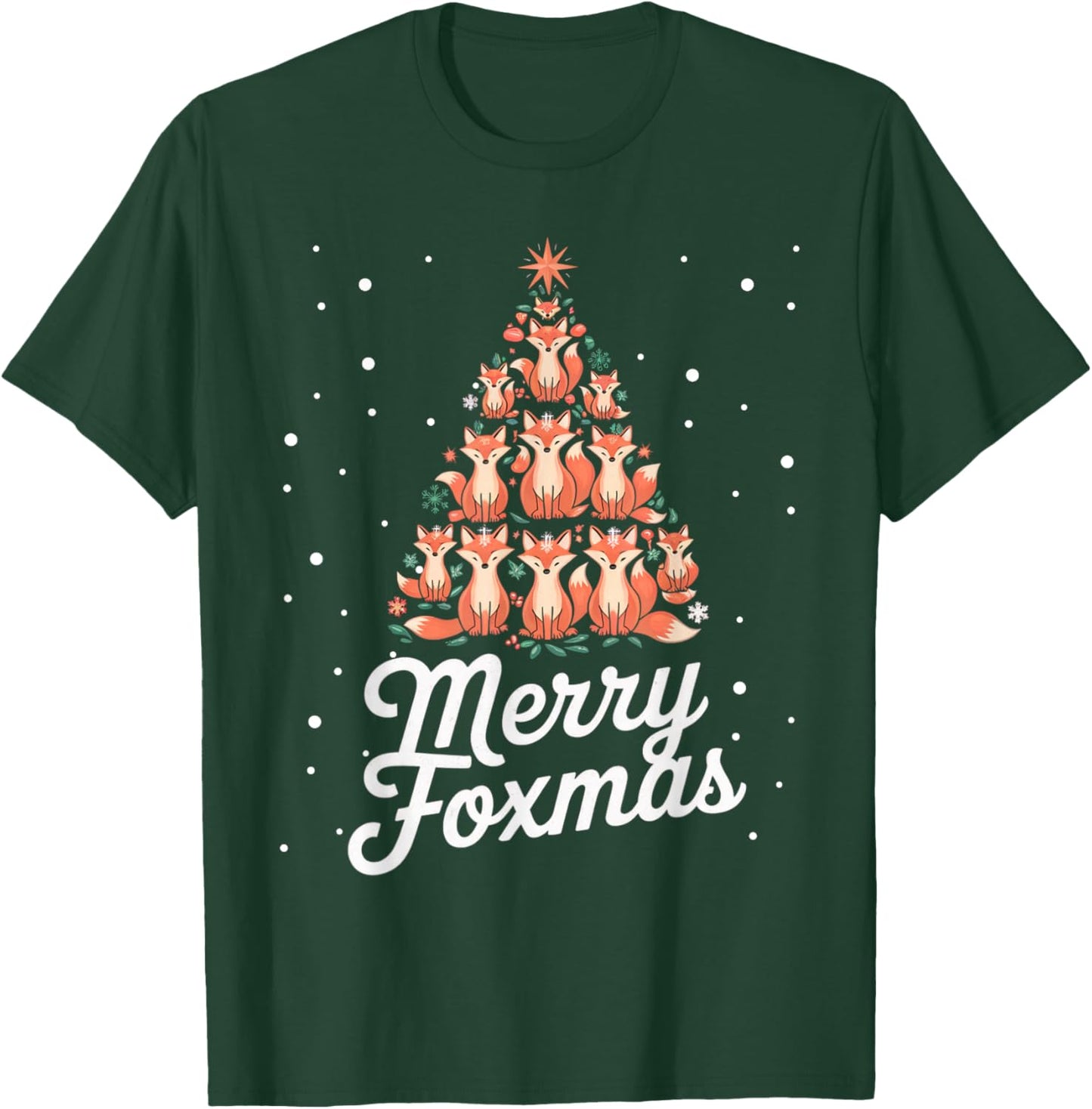 Fox Xmas Tree Foxes Christmas Tree Merry Foxmas T-Shirt - T-Shirt | Forest