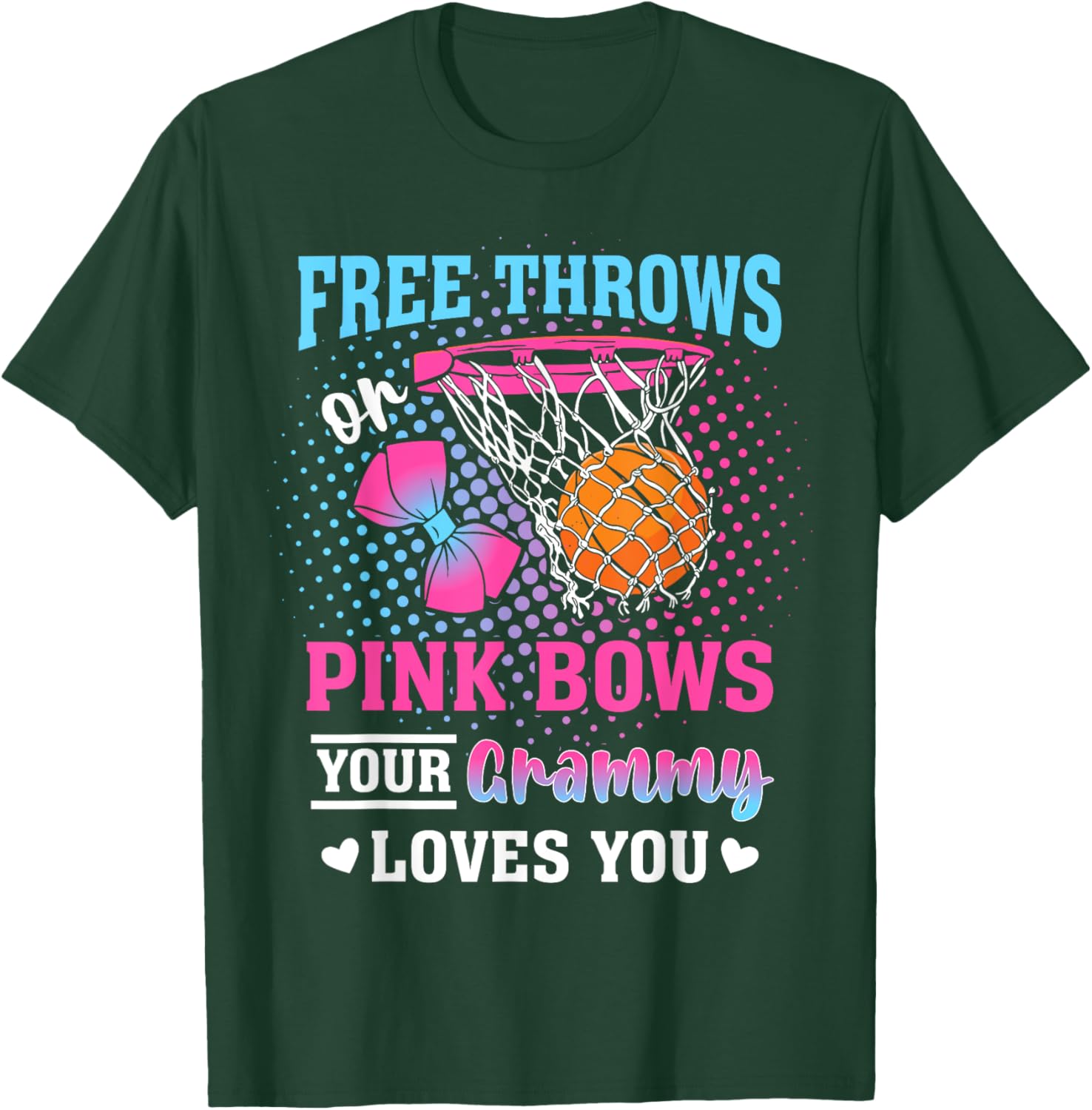 Free Throws or Pink Bows Your Grammy Loves You Gender Reveal T-Shirt - T-Shirt | Forest