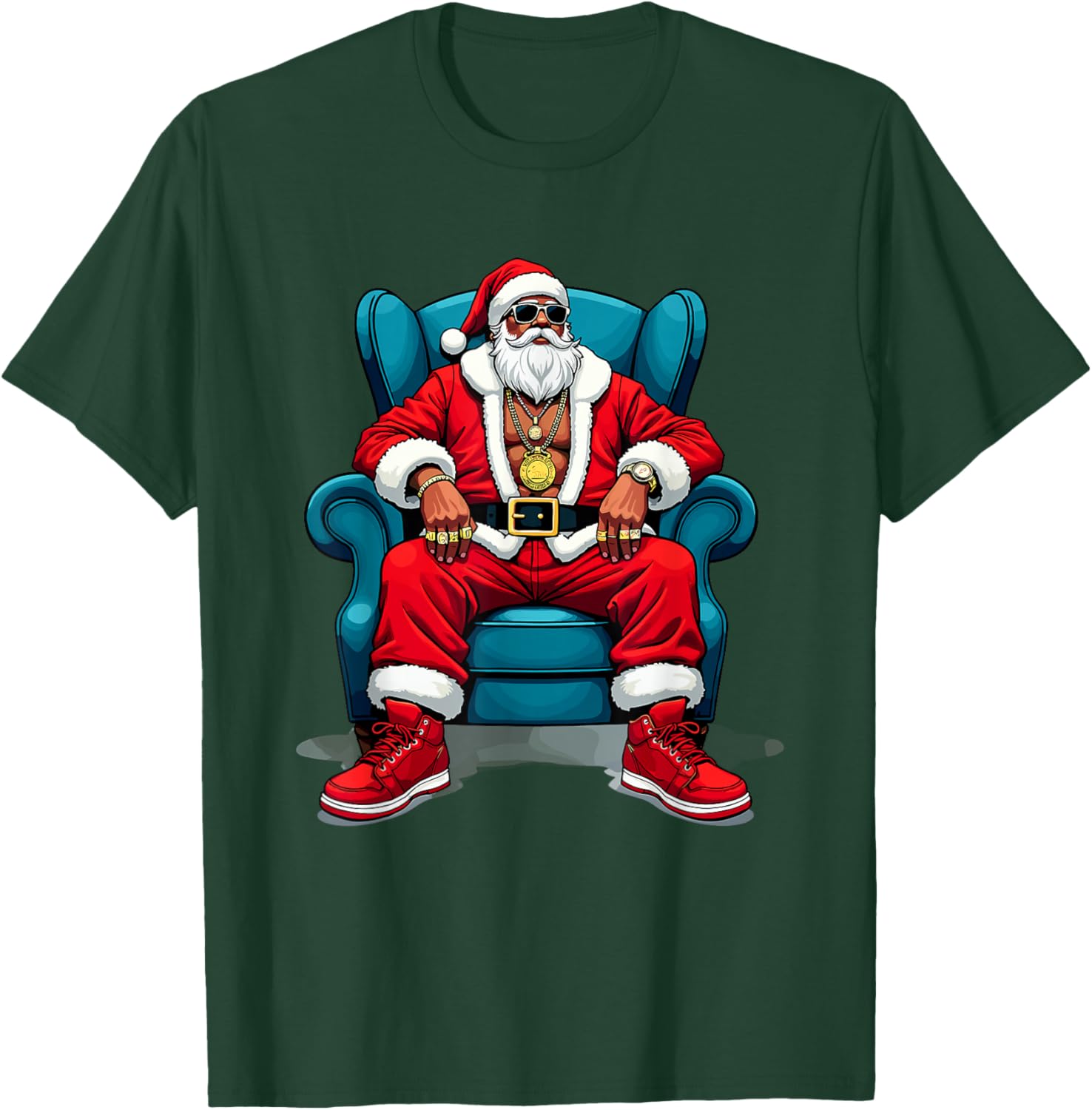 Hip Hop Santa Claus Rap Funny Christmas Cool Gangster T-Shirt - T-Shirt | Forest