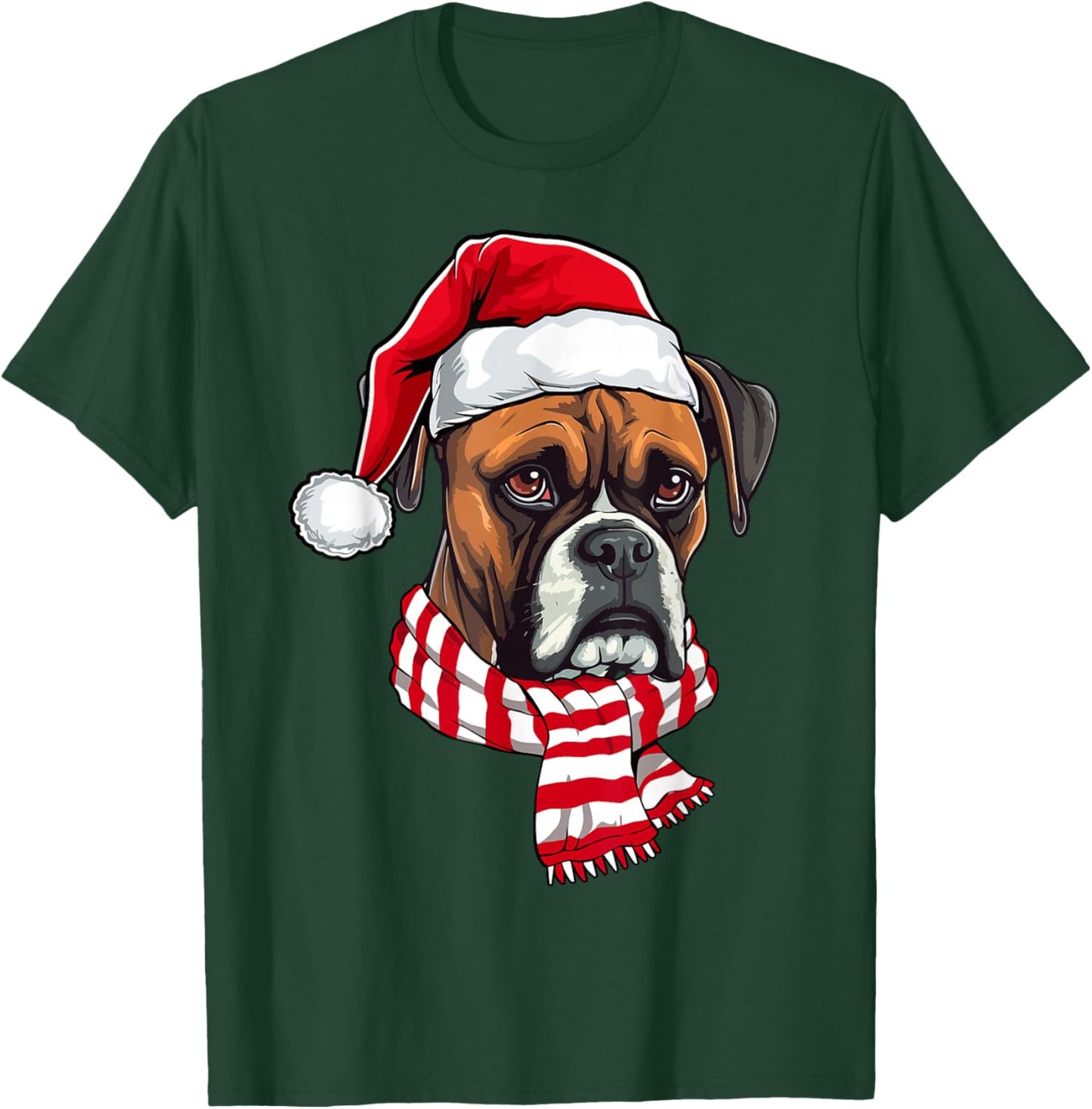 Santa Boxer Christmas Dog Lover Men Women Kids T-Shirt - T-Shirt | Forest