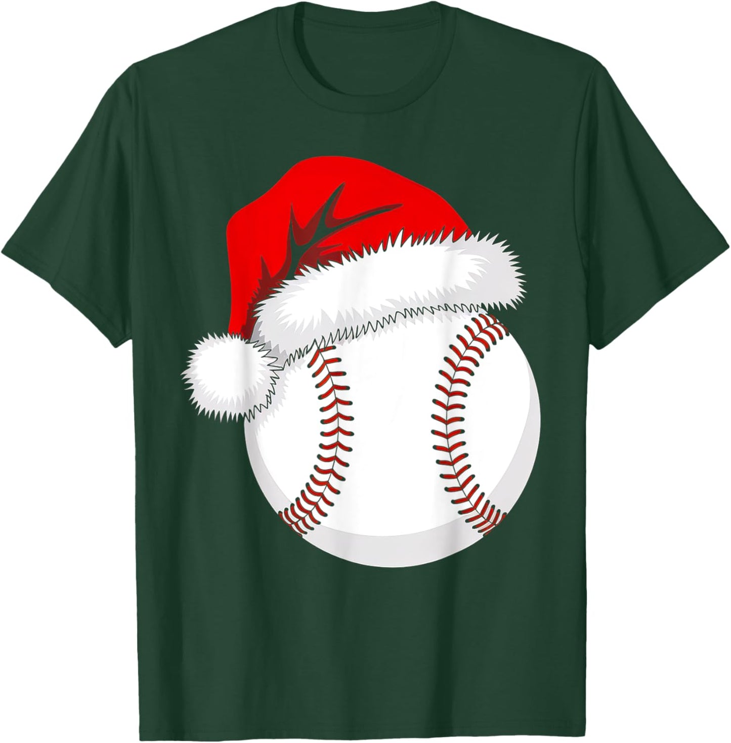 Christmas Baseball Funny Xmas Santa Hat Boys Teens Kids Men T-Shirt - T-Shirt | Forest