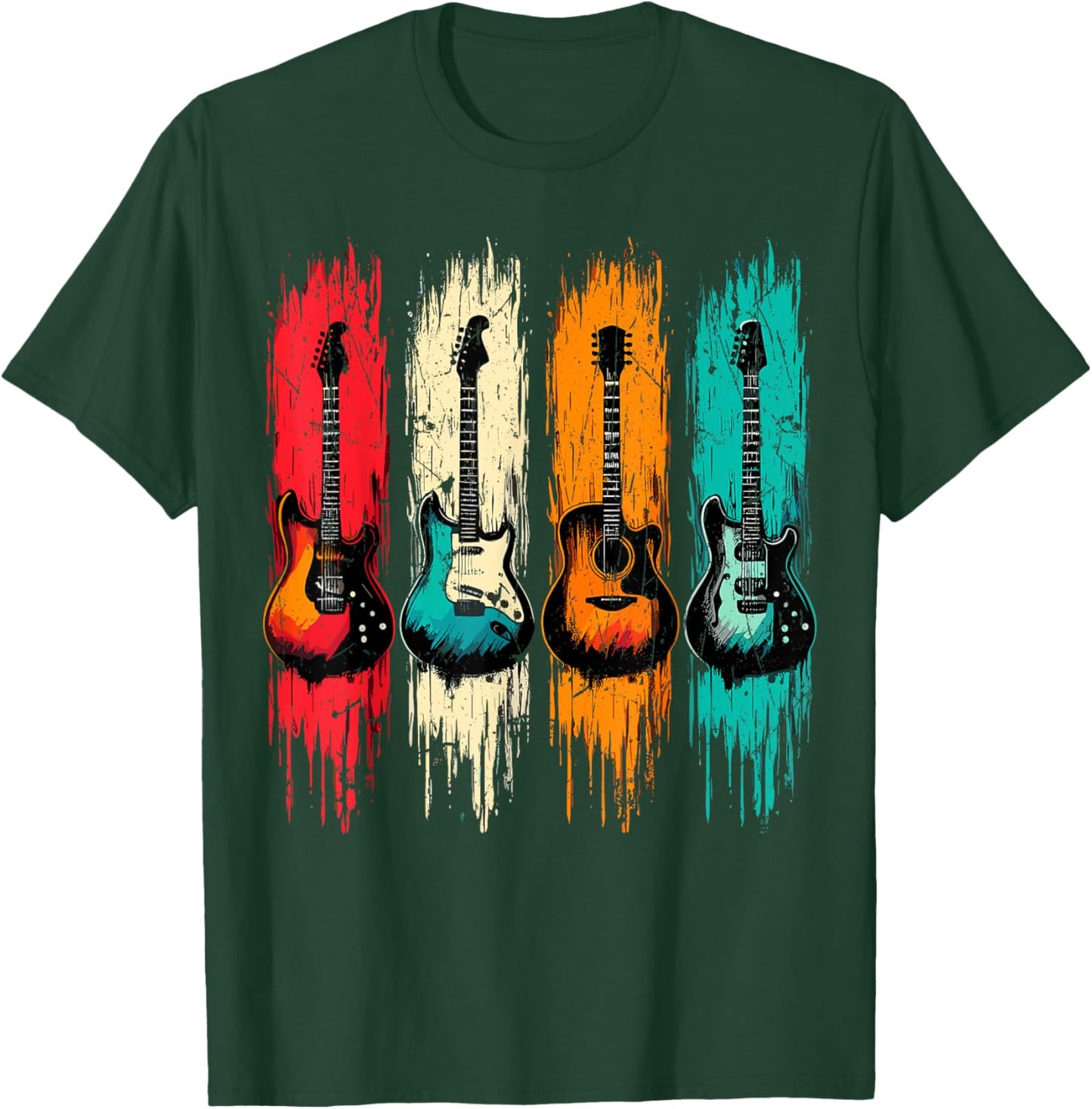 Vintage Guitar Music Band Guitarist T-Shirt - T-Shirt | Forest