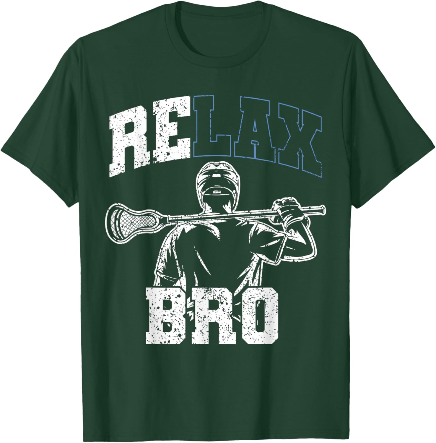 Distressed Lacrosse Player Coach Joke Relax Bro Lacrosse T-Shirt - T-Shirt | Forest