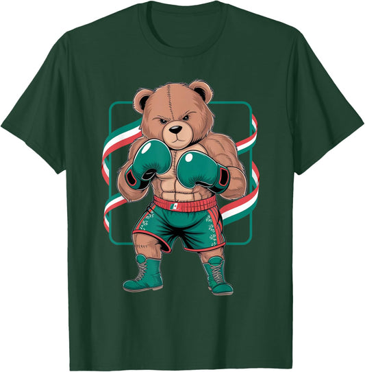 Mexican Teddy Bear Boxing Player Gloves Gym Stylish Costume T-Shirt - T-Shirt | Forest